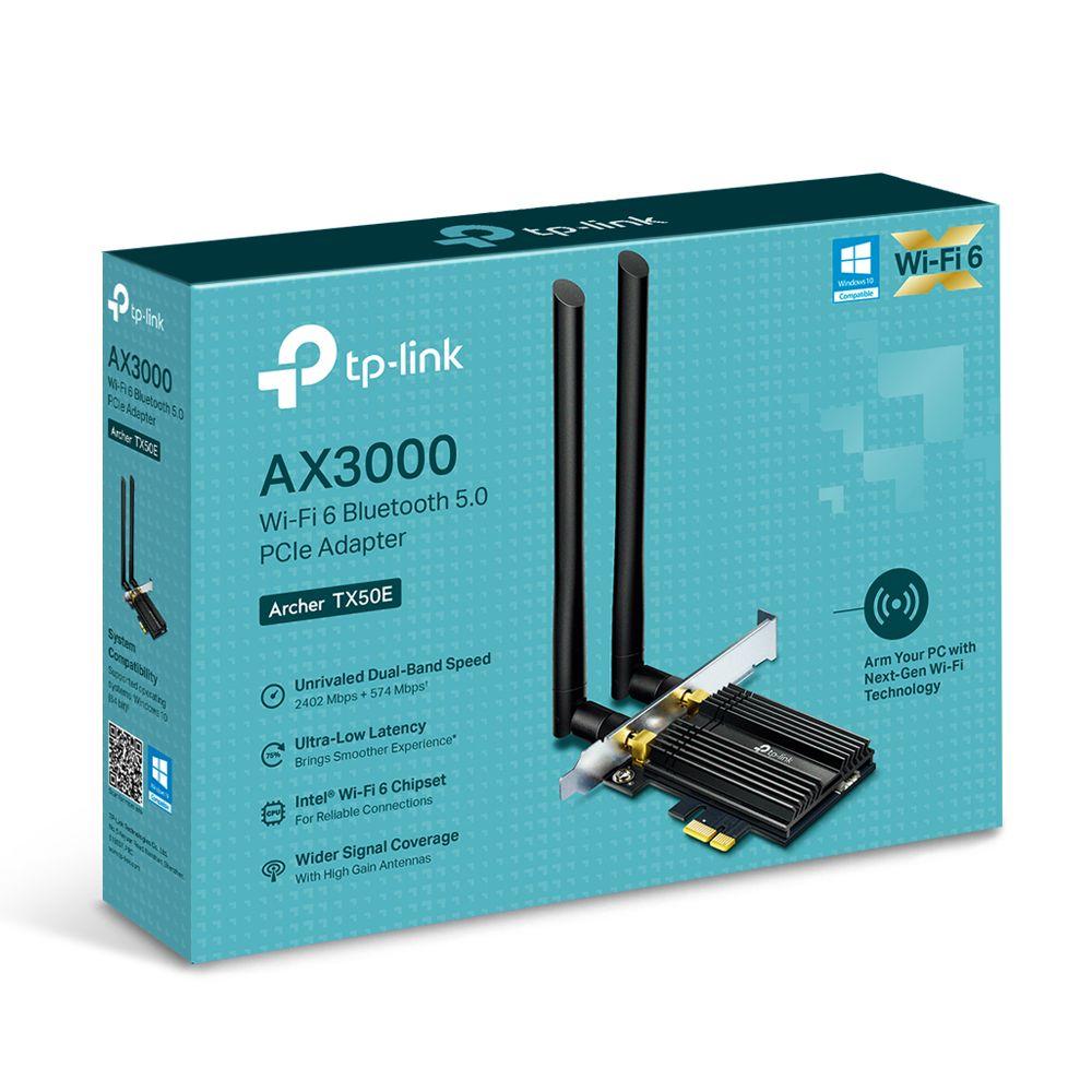 Placa de Rede PCIe TP-LINK Archer TX50E (Wi-Fi 6 - 2402 Mbit/s - Banda dupla - Preto e Metálico) — miniatura 2