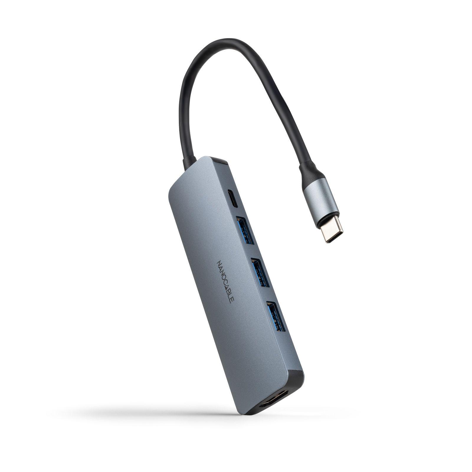 Hub USB-C NANOCABLE 10.16.4605 (0,18 m - Cinzento)