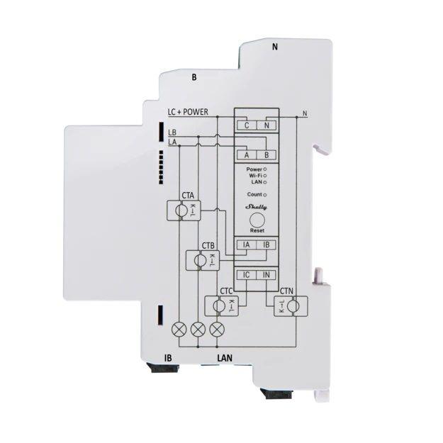 Medidor de Energia Trifásico SHELLY Pro 3EM (120 A - Wi-Fi/Bluetooth/LAN), miniatura 3