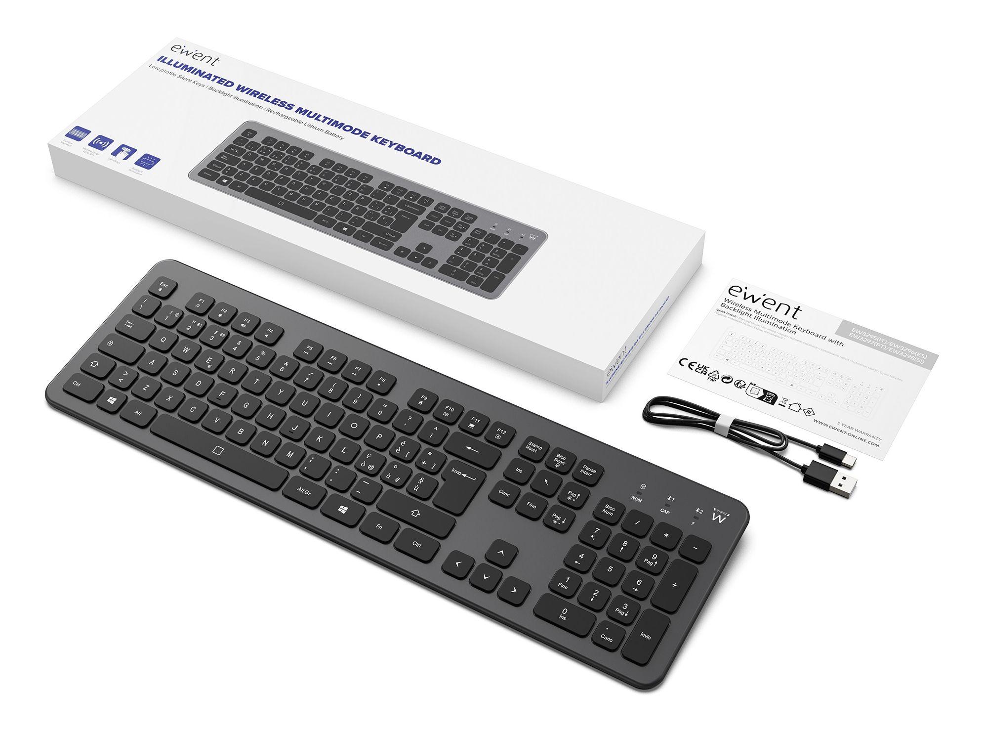Teclado EWENT EW3296 (Espanhol - Interruptor de membrana - Tamanho completo - Preto e Cinzento) — miniatura 2