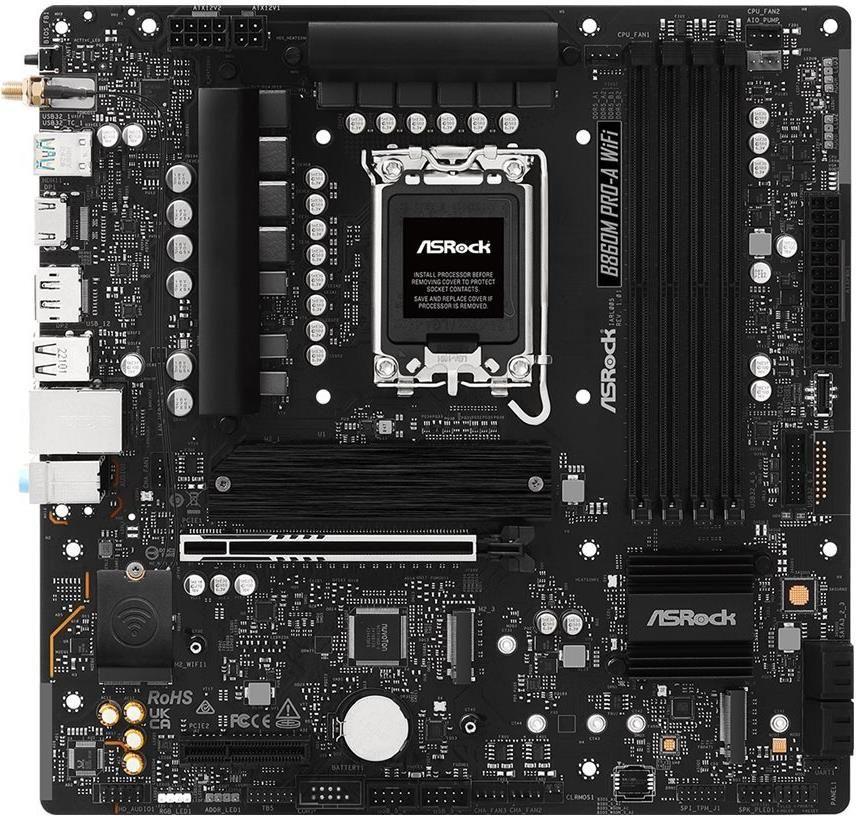 Motherboard ASROCK B860M Pro-A WiFi (LGA 1851 (Socket V1) - Micro ATX - Duplo canal)