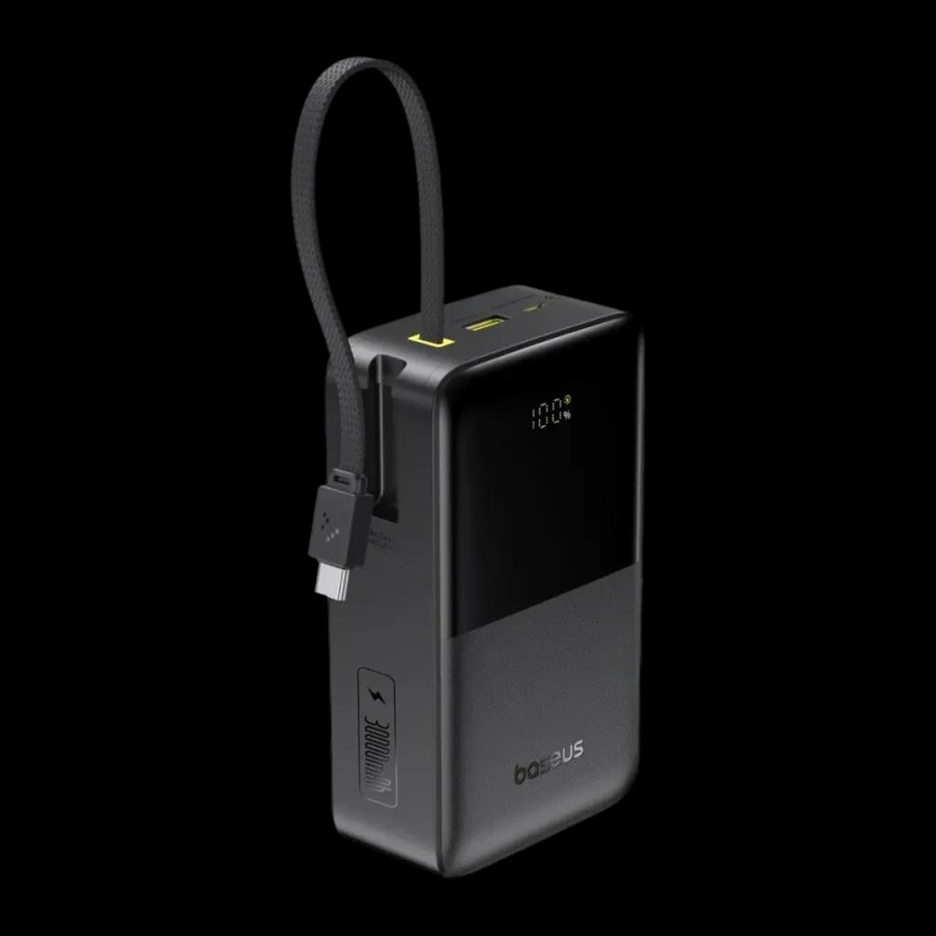 Bateria Externa BASEUS EnerFill FC51 Bipow 2 Pro (30000mAh - USB-C entrançado - Preto Cósmico)