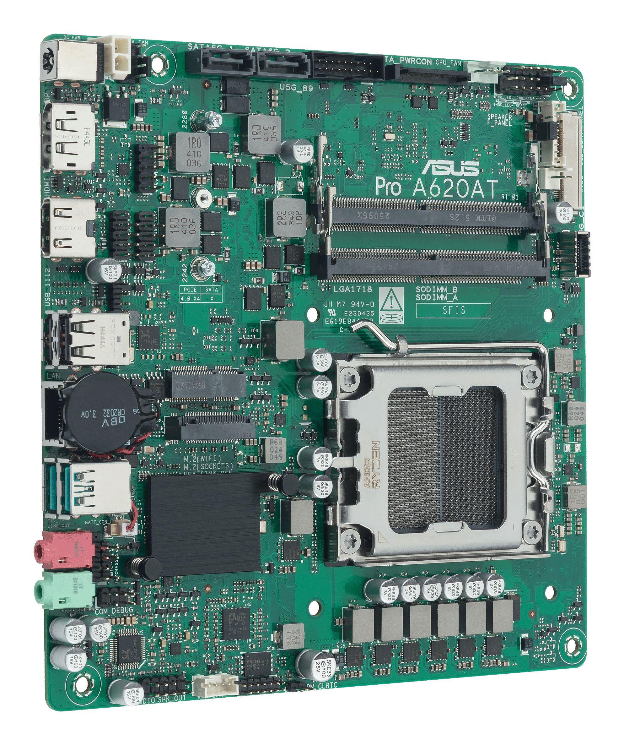 Motherboard ASUS PRO A620AT-CSM (AM5 - Thin Mini-ITX - Duplo canal - Verde), miniatura 3