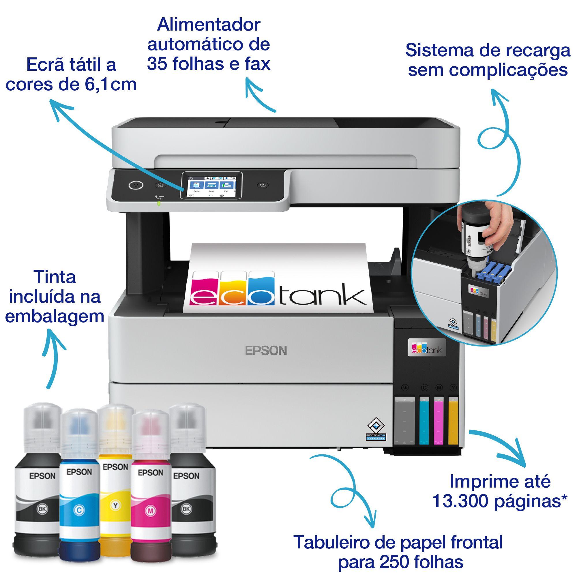 Impressora Multifunções EPSON EcoTank Pro ET-5185 (A4 - Impressão a cores - 250 folhas - Preto e Branco), miniatura 4