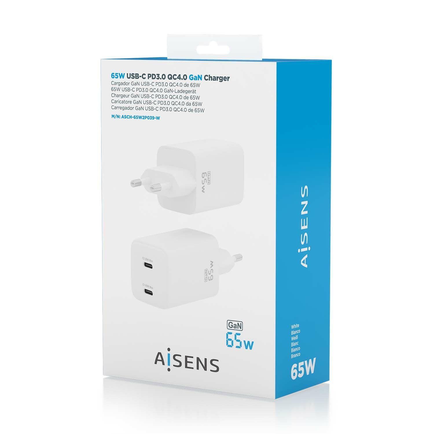 Carregador de Parede AISENS ASCH-65W2P039-W (65 W - Branco), miniatura 6