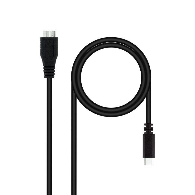Cabo USB NANOCABLE 10.01.1201-BK (1 m - USB-C - Micro-USB B - Preto)