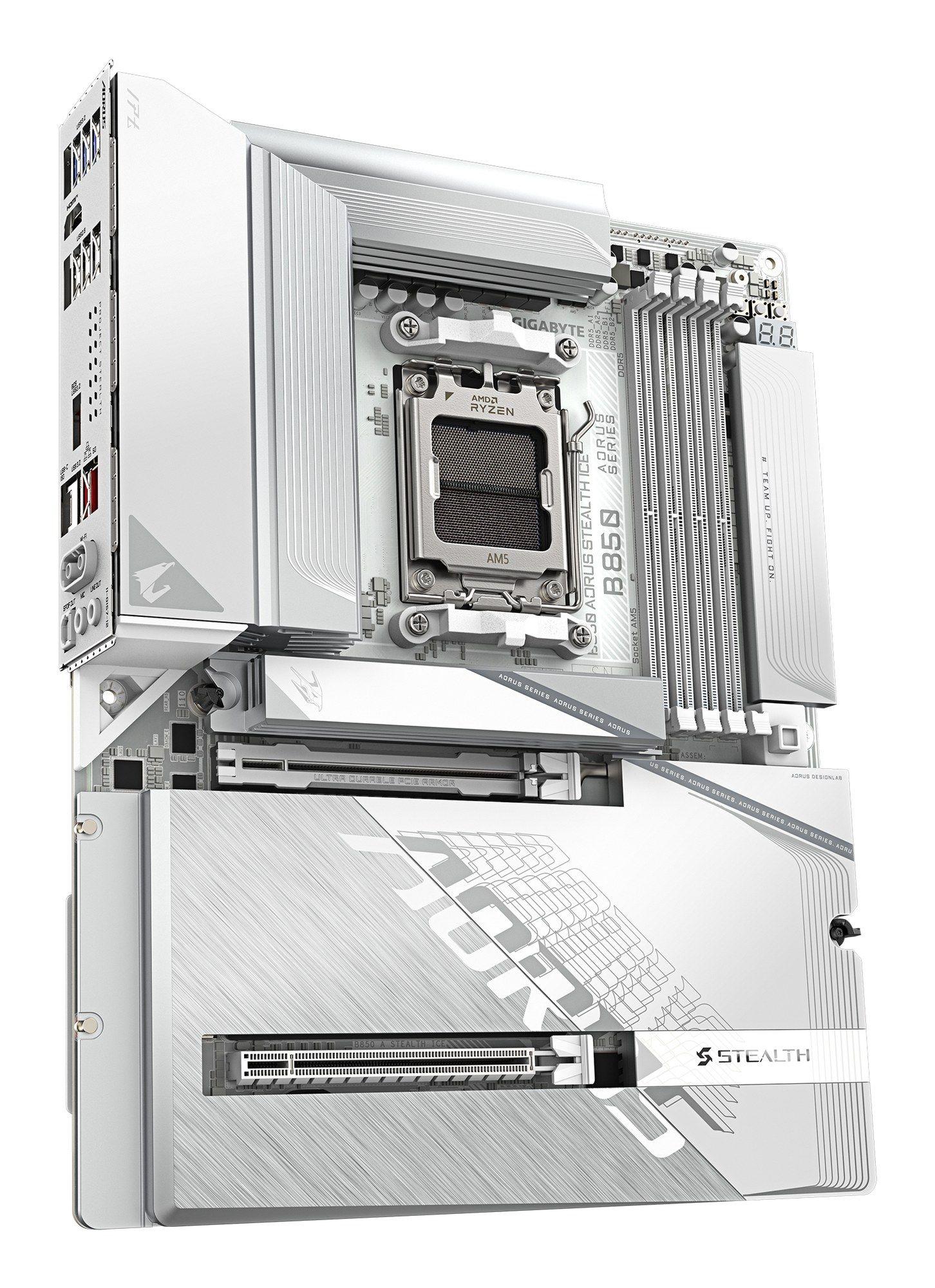 Motherboard GIGABYTE B850 AORUS STEALTH ICE (AM5 - ATX - Canal duplo - Branco), miniatura 4