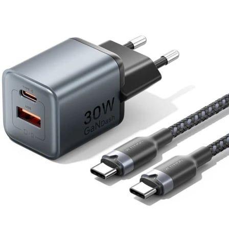 Carregador de Parede VENTION TZ-FEWH0-EU (30 W - GaN - Cinzento)