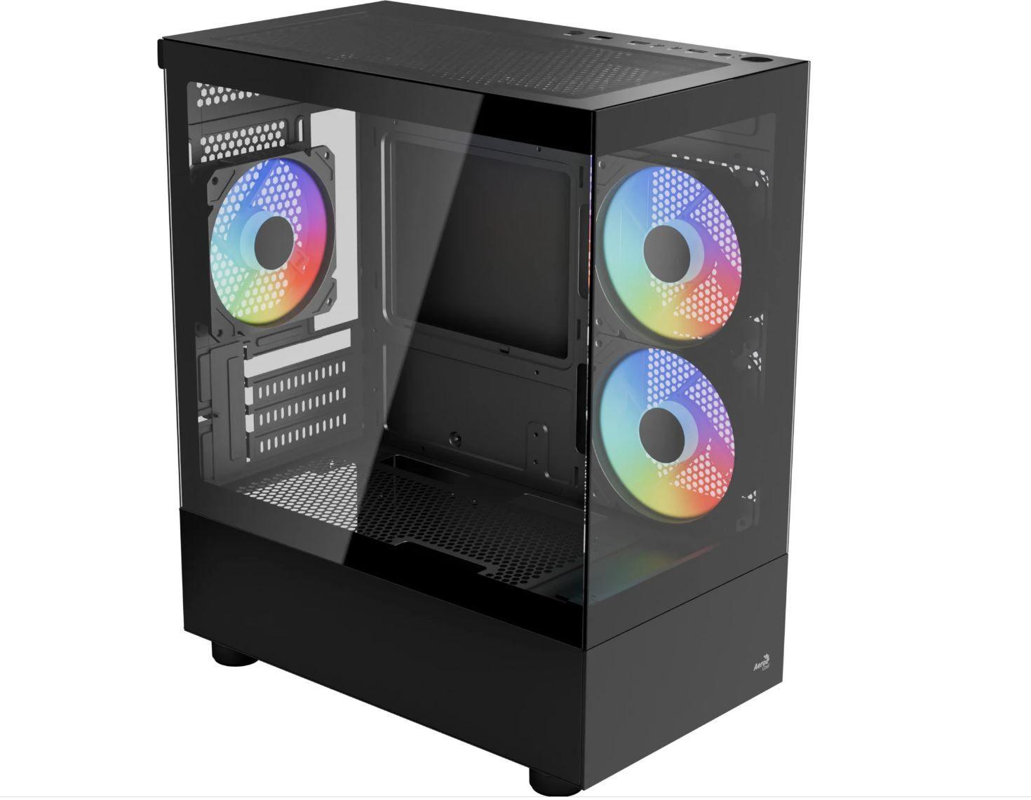 Caixa Mini-Tower AEROCOOL Viewport Mini-G-BK-v4 (Mini-Tower - Micro-ATX e Mini-ITX - ARGB - Preto)