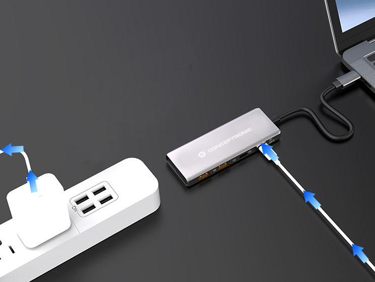 Hub USB-C CONCEPTRONIC HUBBIES15G (0,25 m - Cinzento) — miniatura 4