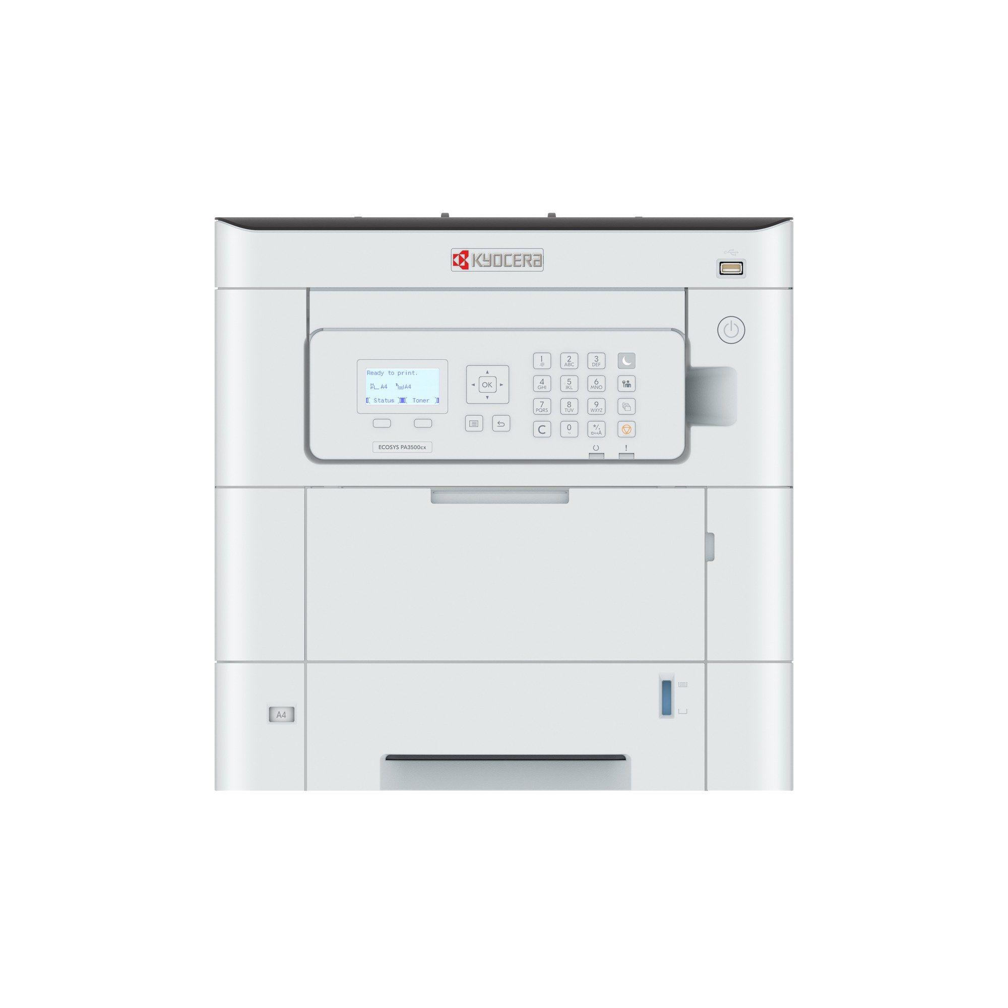 Impressora Laser a Cores KYOCERA ECOSYS PA3500cx (A4 - 650 folhas - Ethernet e LAN sem fios - Preto e Branco)