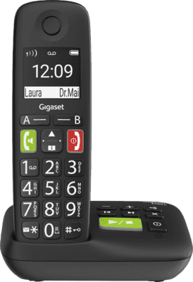 Telefone Sem Fios com Atendedor de Chamadas GIGASET E290A (10 h - Preto)