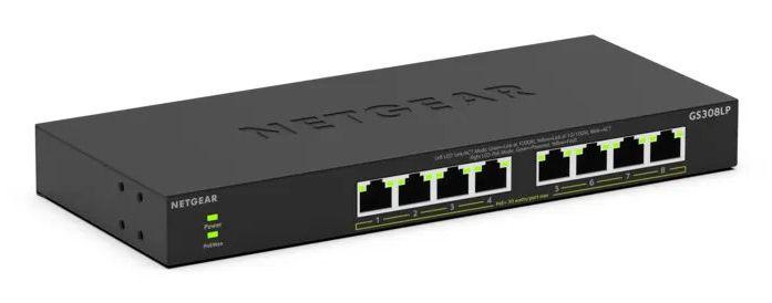 Switch NETGEAR GS308LP-100EUS (Gigabit Ethernet - 10, 100, 1000 Mbit/s - 0,192 MB - Preto)