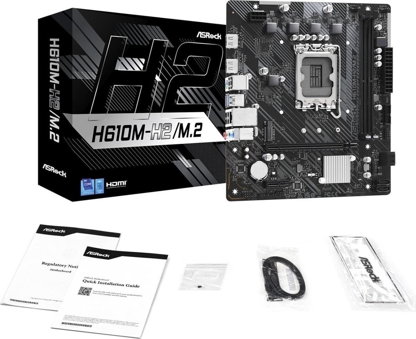 Motherboard ASROCK H610M-H2/M.2 (LGA 1700 - Micro ATX - Duplo canal - Multicor)
