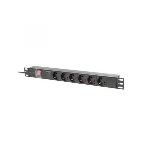 Bloco de Tomadas para Rack LANBERG PDU-06F-0200-BK (19 polegadas - Tipo F - Preto) — miniatura 2