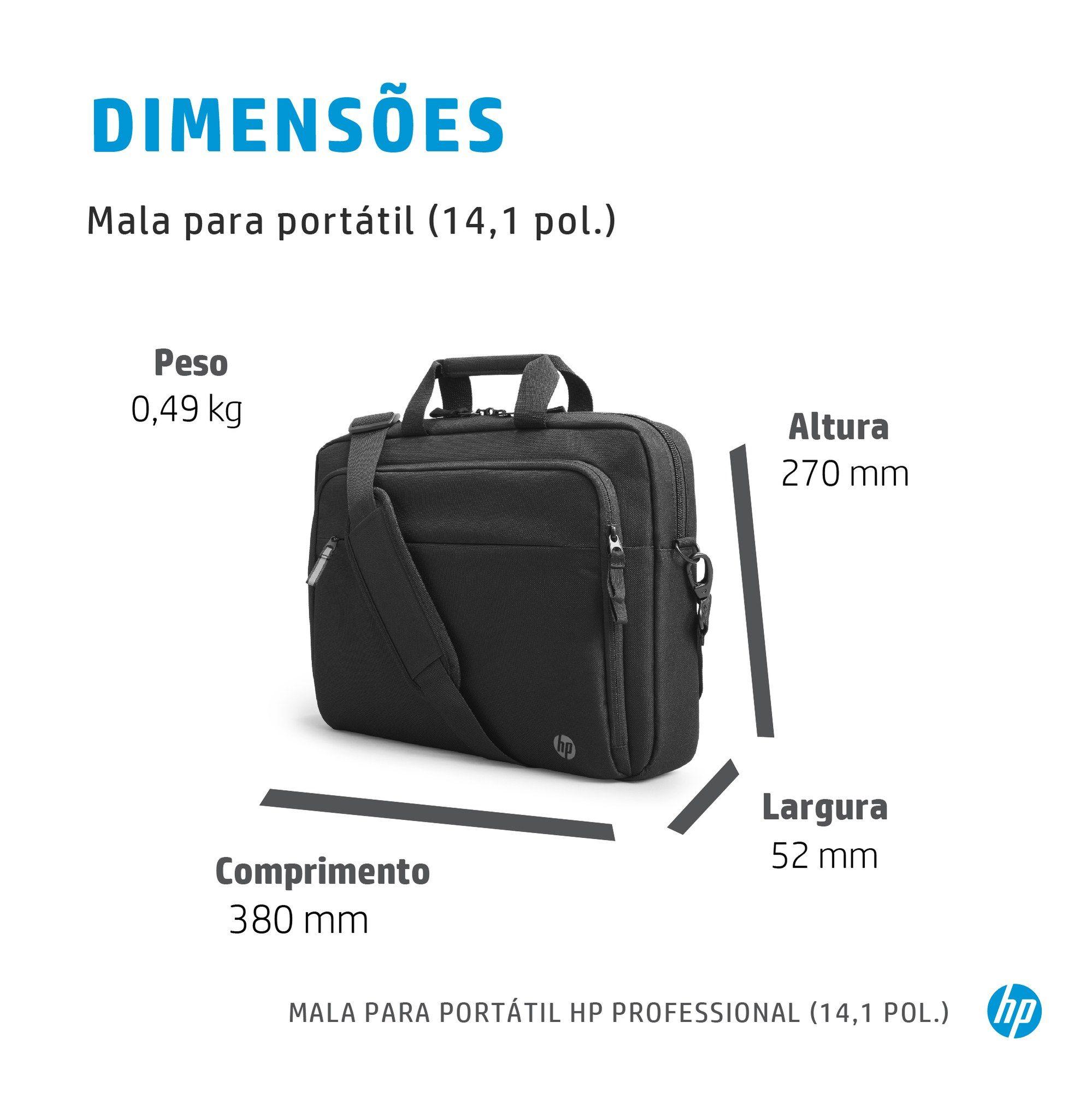 Mala para Portátil HP Professional 500S8AA (Plástico - 35,8 cm - Altura 5,2 cm - Preto) — miniatura 3
