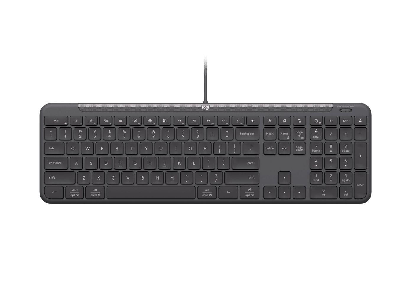 Teclado LOGITECH Signature Slim Wired K620 (Alemão - Teclas tesoura - Tamanho completo - Grafite)
