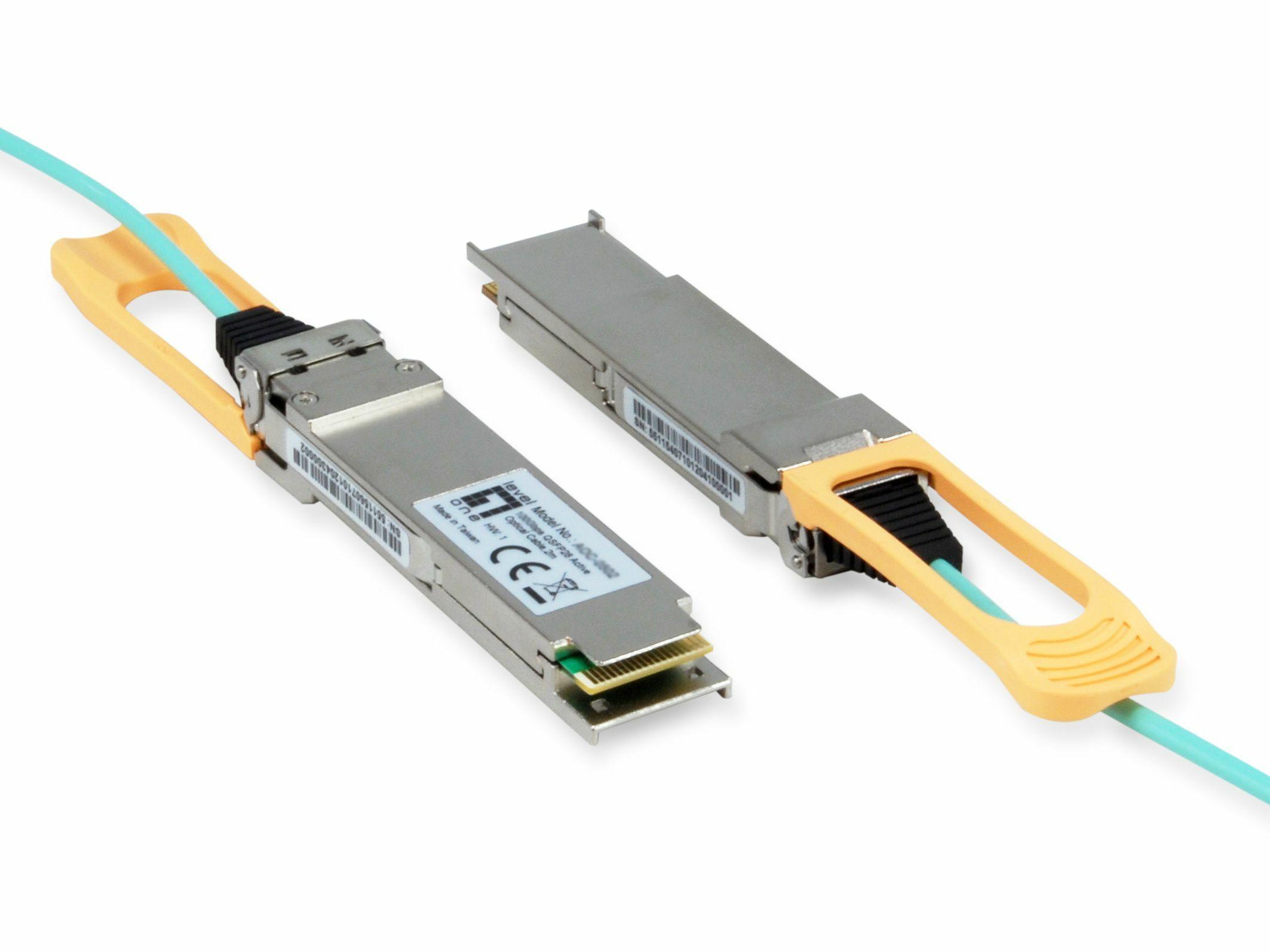 Cabo Ótico Ativo LEVELONE AOC-0503 (100Gbps - QSFP28 - 3m - Aqua e Prateado) — miniatura 2