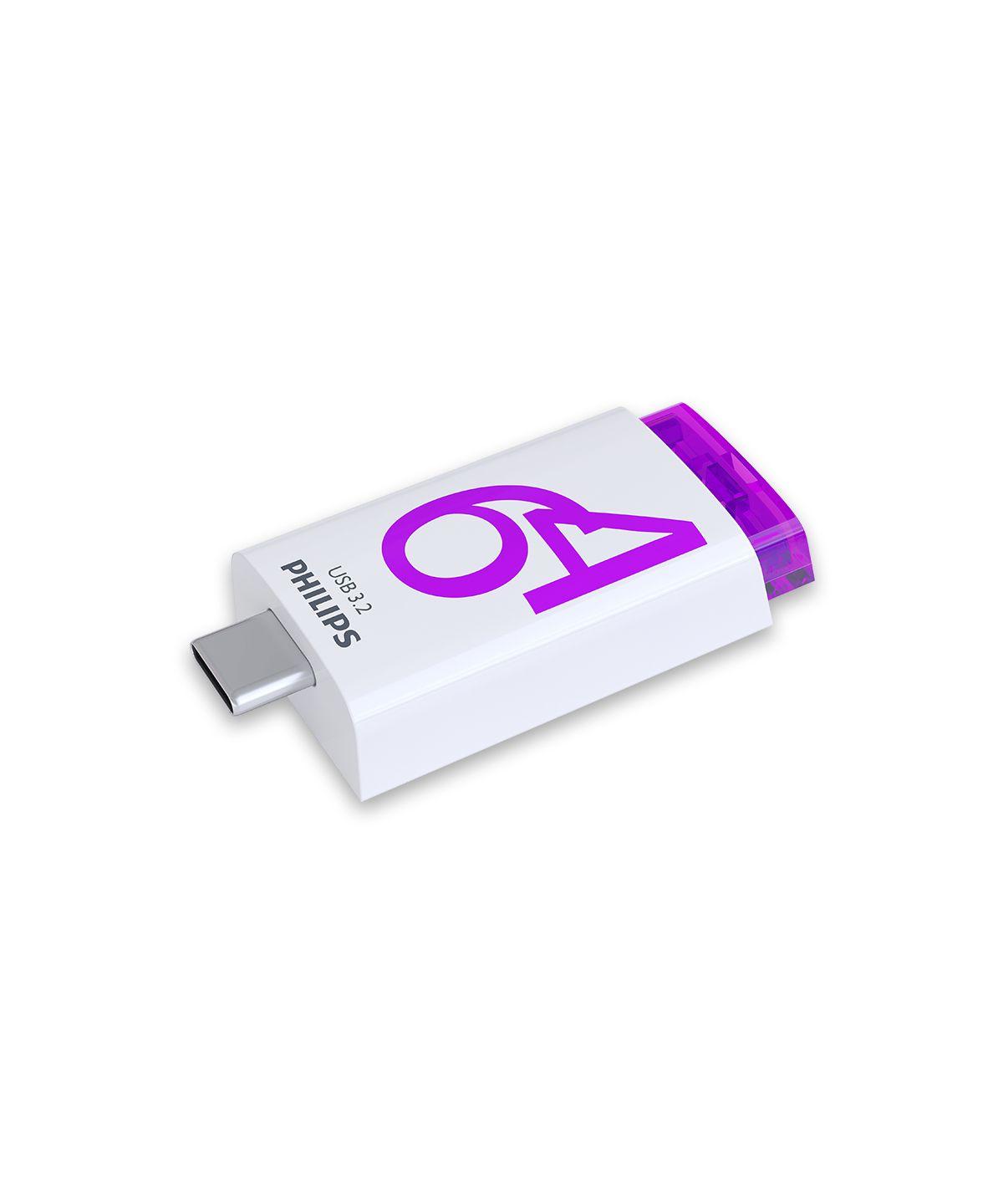 Pen USB PHILIPS FM64FD175B/00 (Tampa - USB Type-C - 3.2 Gen 1 - Violeta e Branco), miniatura 4