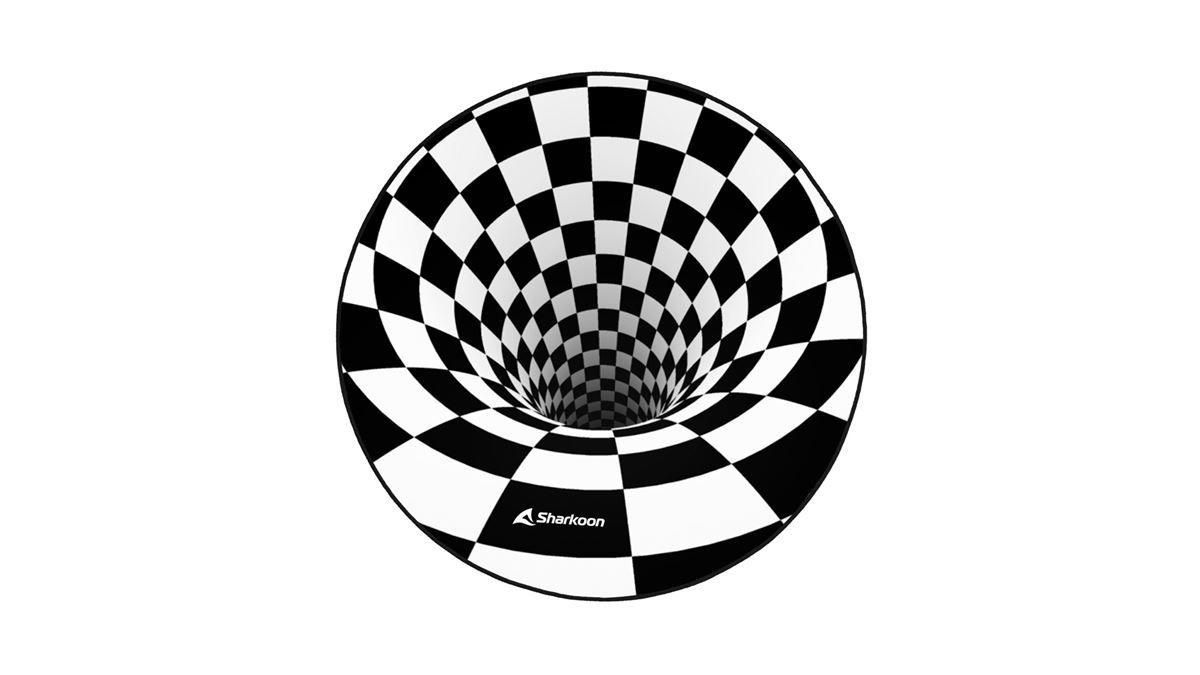 Tapete de Proteção para Cadeira SHARKOON SKILLER SFM12 3D Vortex (Silicone antiderrapante - 120 x 120 cm - Preto e Branco)