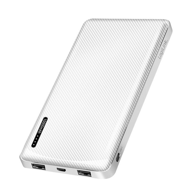 Power Bank LOGILINK PA0328WRF (10000 mAh - Até 12 W - Micro-USB + USB Type-C - Branco)