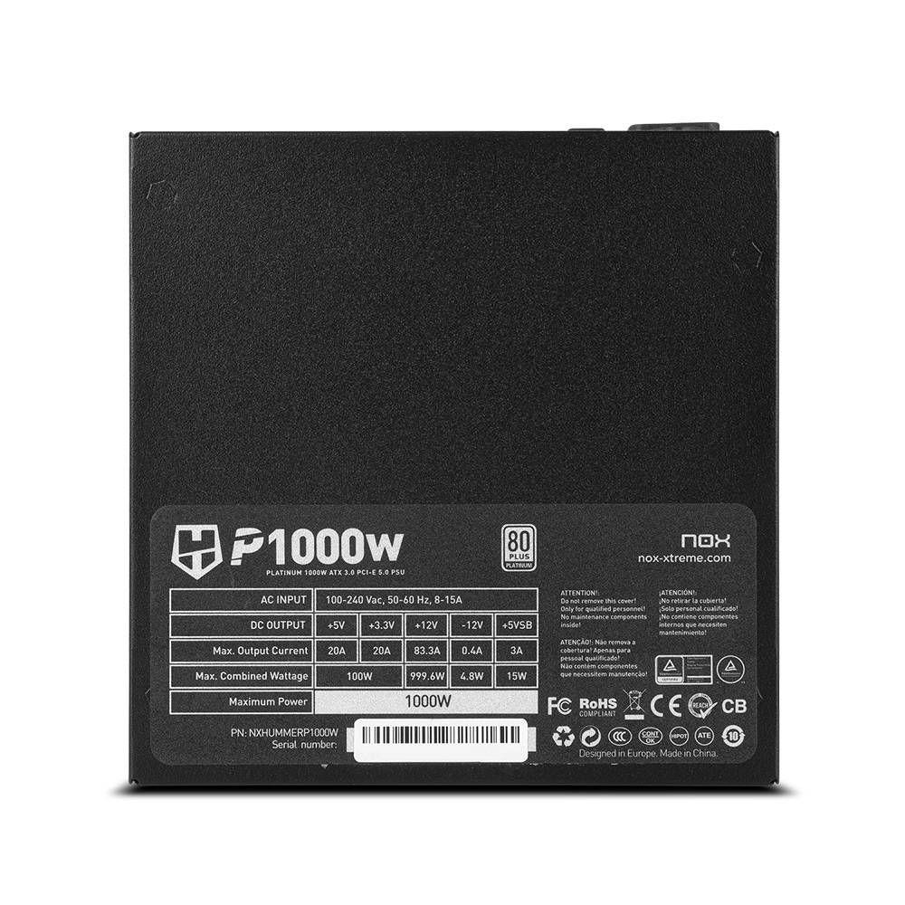 Fonte de Alimentação NOX Hummer P1000W (ATX - 1000 W - 80 PLUS Platinum - Preto), miniatura 3