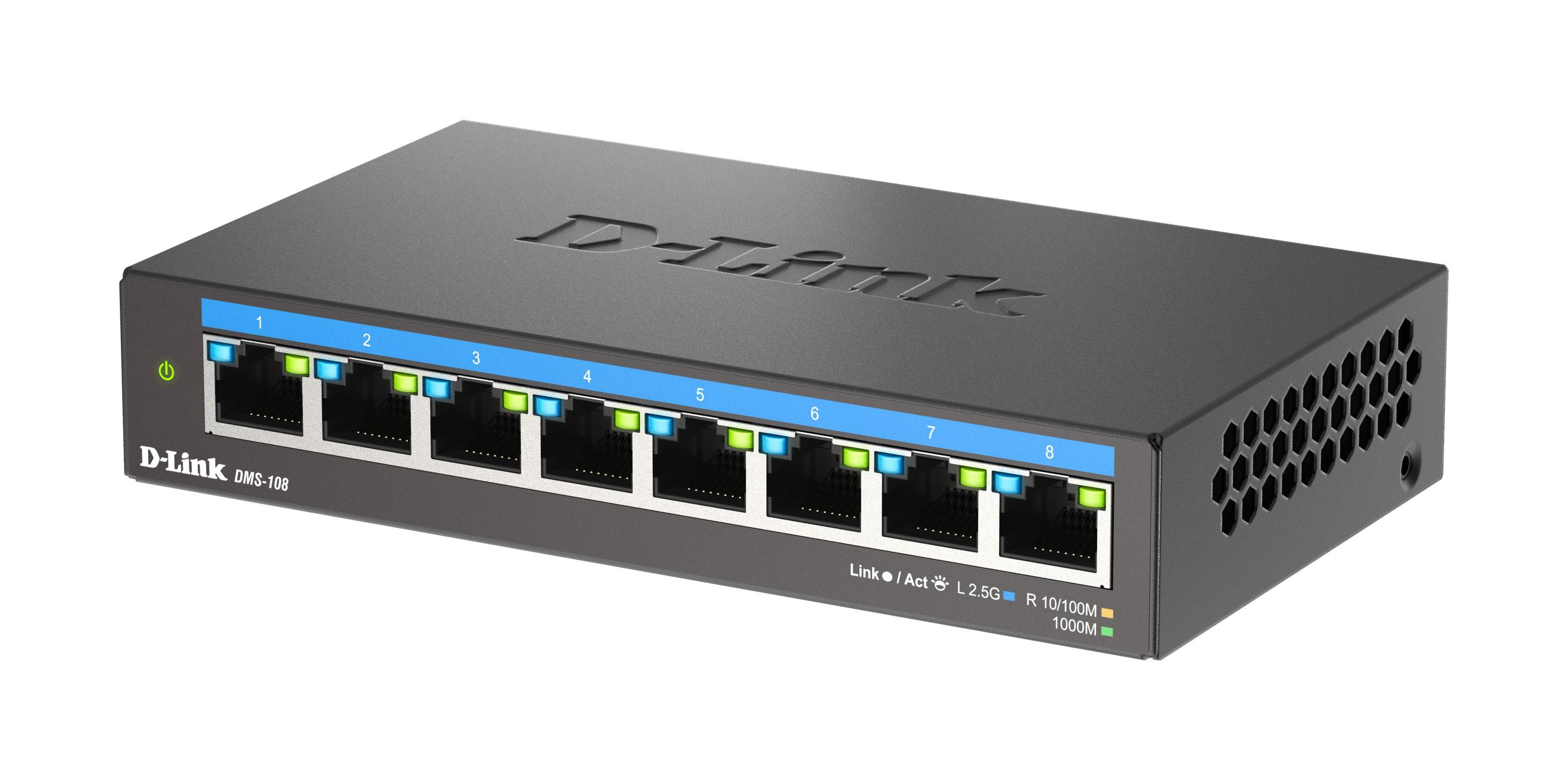 Switch D-LINK DMS-108 (2.5G Ethernet - 8x 10/100/1000/2500 Mbps - 8,1 MB - Preto) — miniatura 3