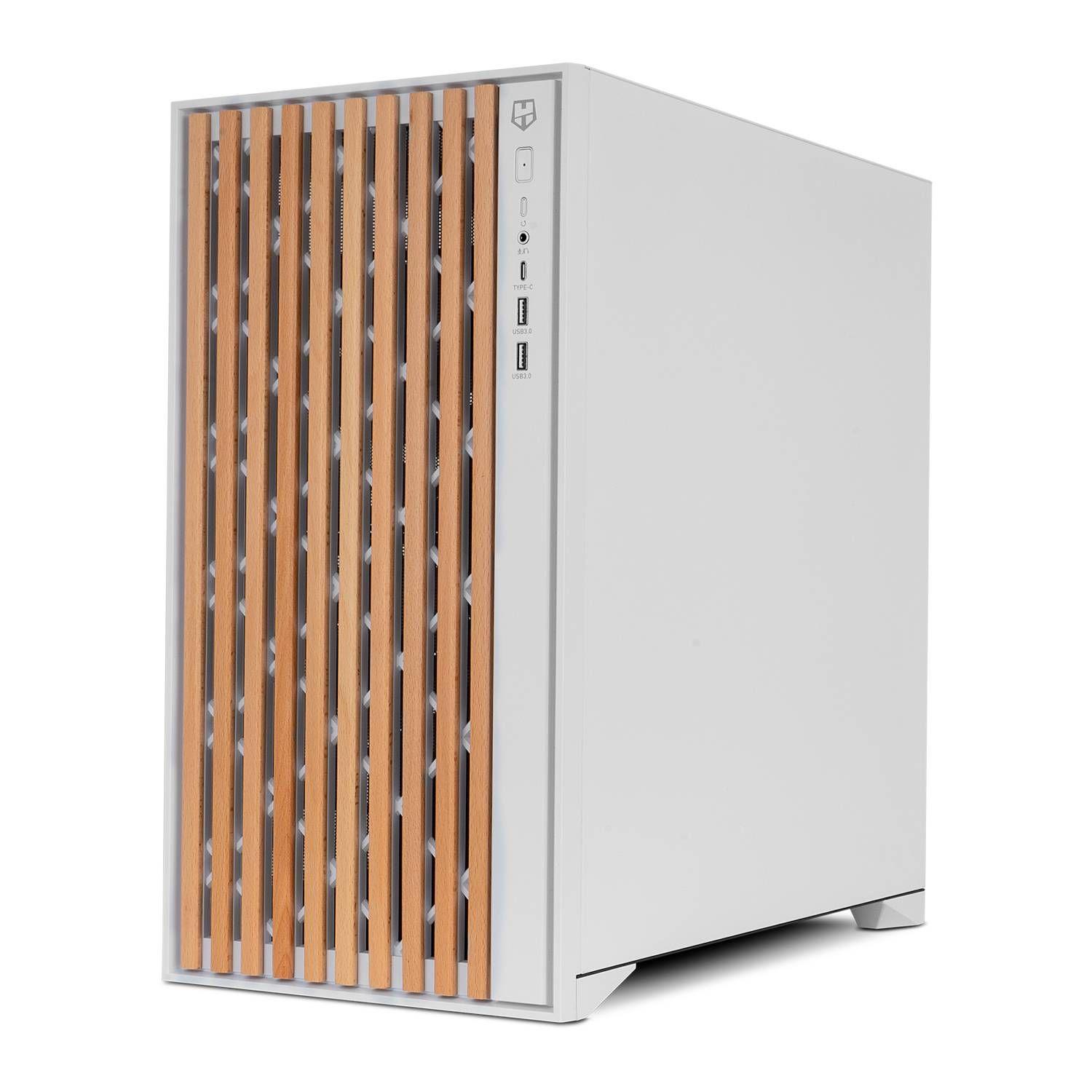 Caixa PC NOX Hummer Element (ATX, micro ATX, Mini-ITX - Semitorre - ATX, Mini-ITX, micro-ATX - Branco e Madeira) — miniatura 3