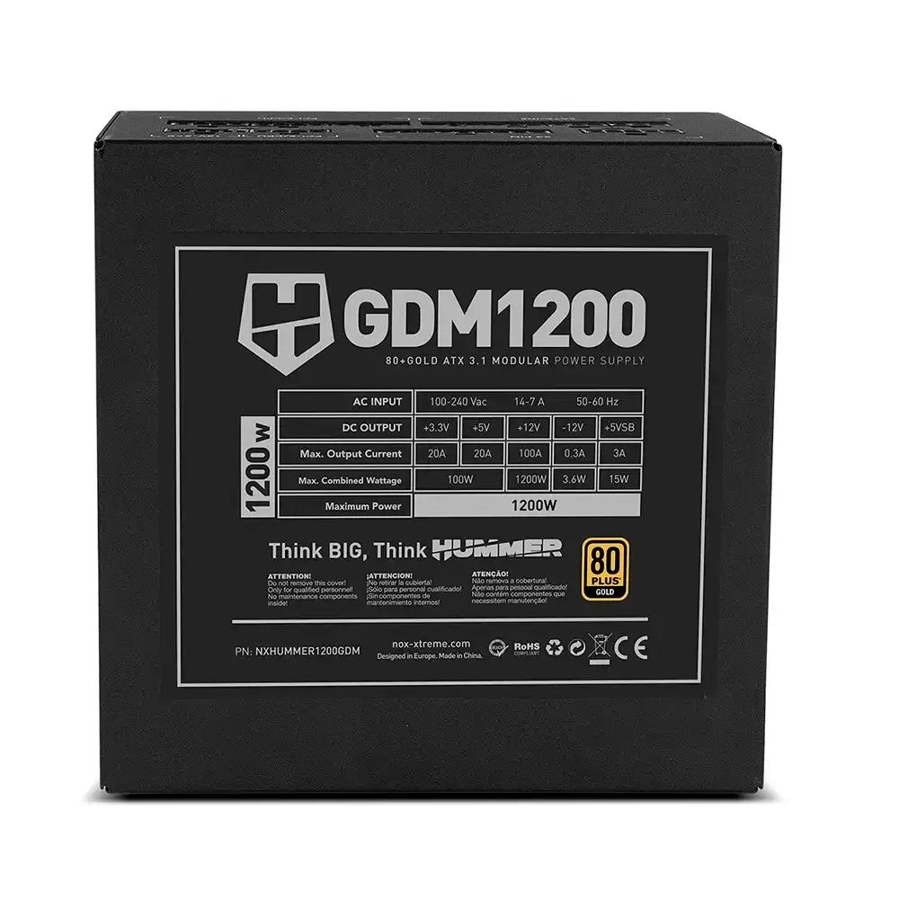 Fonte de Alimentação NOX Hummer GDM 1200W (ATX - 1200 W - 80 PLUS Gold - Preto), miniatura 4