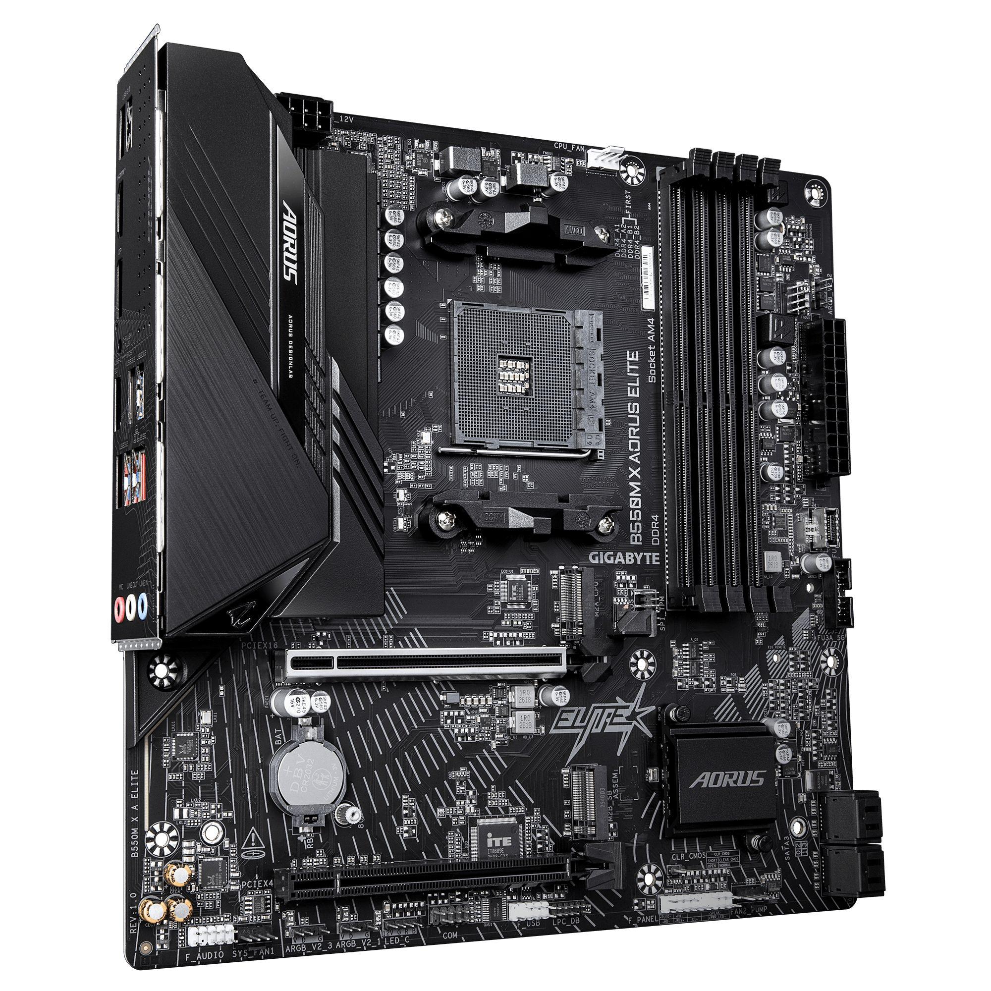 Motherboard GIGABYTE B550M X AORUS ELITE (AM4 - micro ATX - Duplo canal - Preto) — miniatura 3
