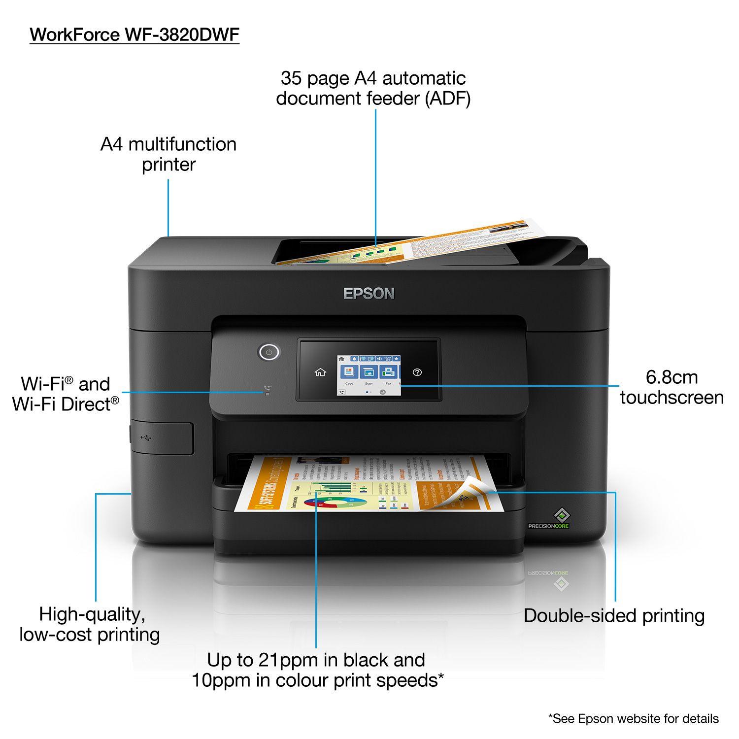 Impressora Multifunções EPSON WorkForce Pro WF-3820DWF (A4 - Impressão a cores - 250 folhas - Preto) — miniatura 13