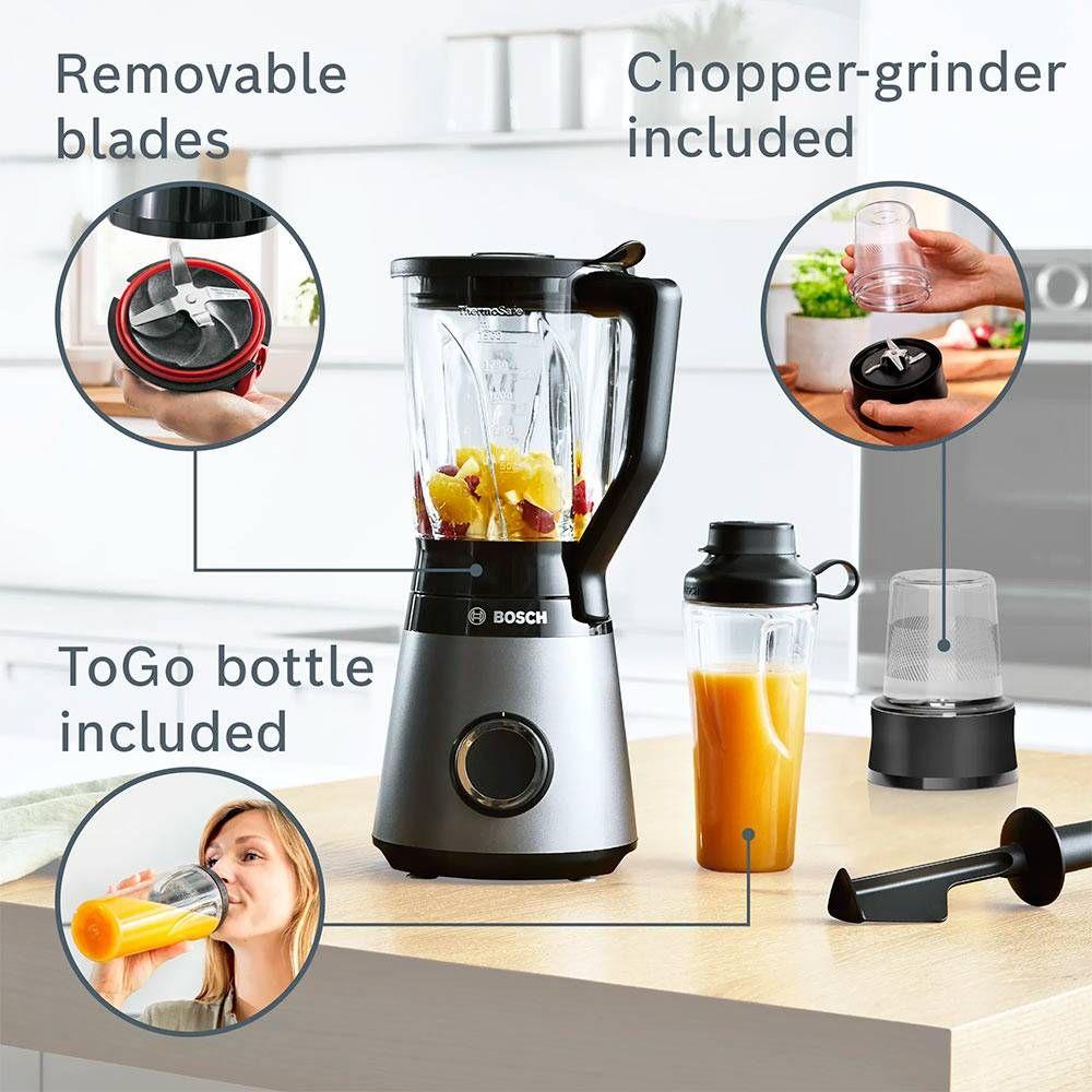 Liquidificadora BOSCH MMB6177S (Caixa - 1200 W - 30000 RPM - Prateado e Preto), miniatura 2