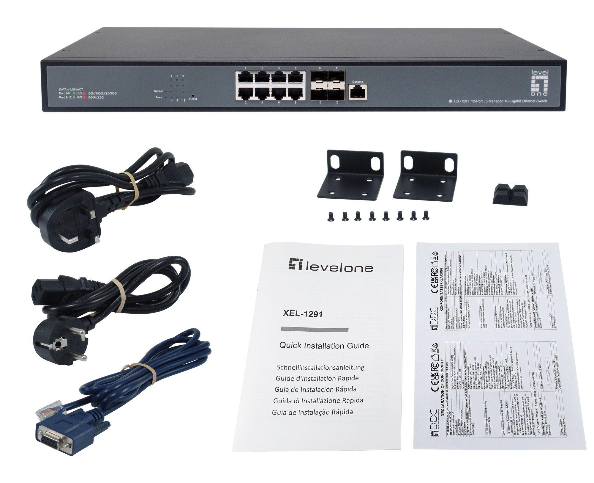 Switch Gerido LEVEL ONE XEL-1291 (10G Ethernet - 240 Gbit/s - L3 - Preto) — miniatura 5