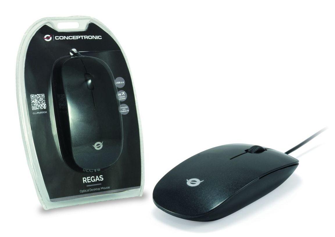 Rato CONCEPTRONIC CLLM3BDESK (Ambidestro - 800 DPI - Ótico - Preto e Cinzento) — miniatura 2