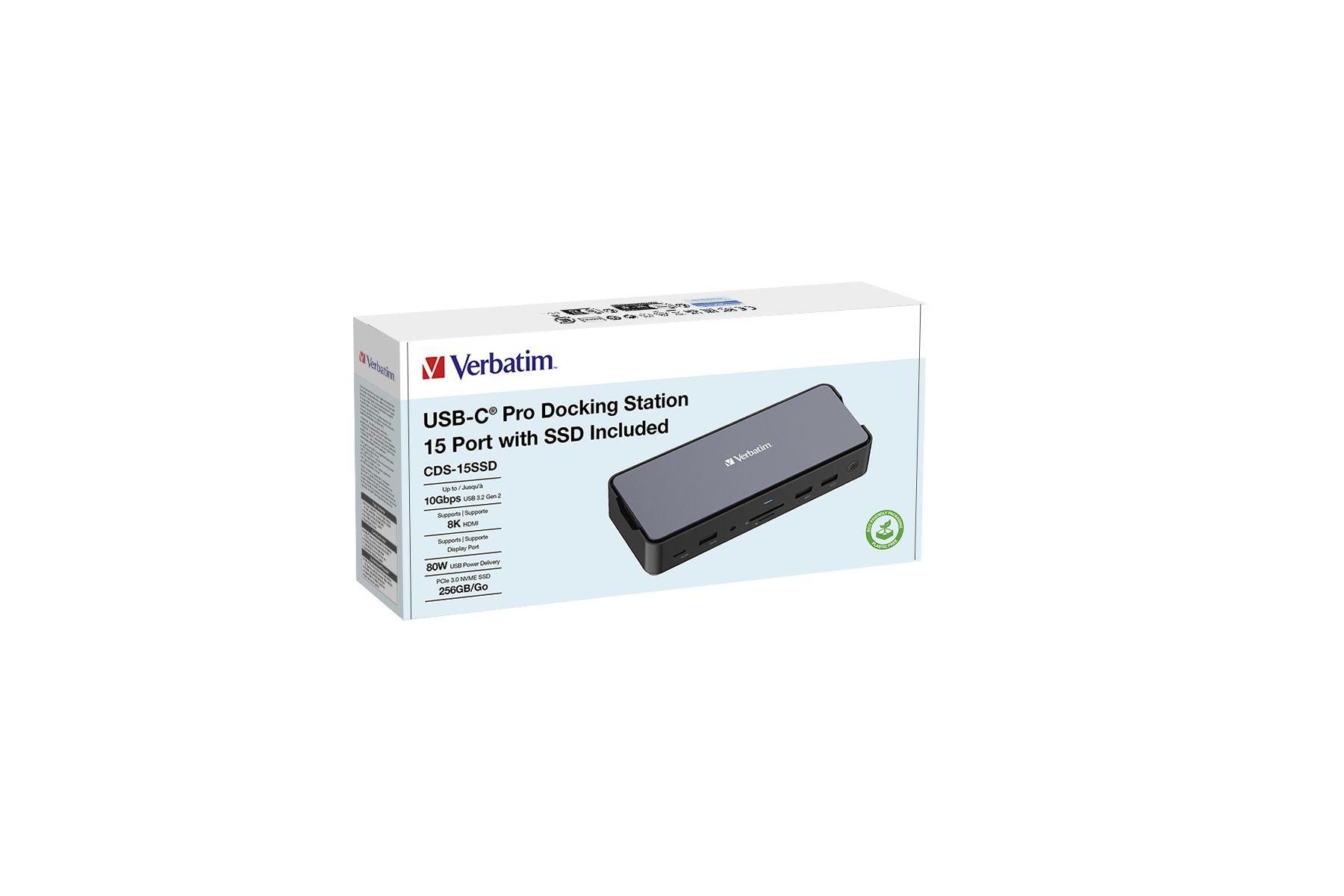 Dock USB-C VERBATIM CDS-15SSD (Windows 10, Windows 11 - Preto e Cinzento), miniatura 3