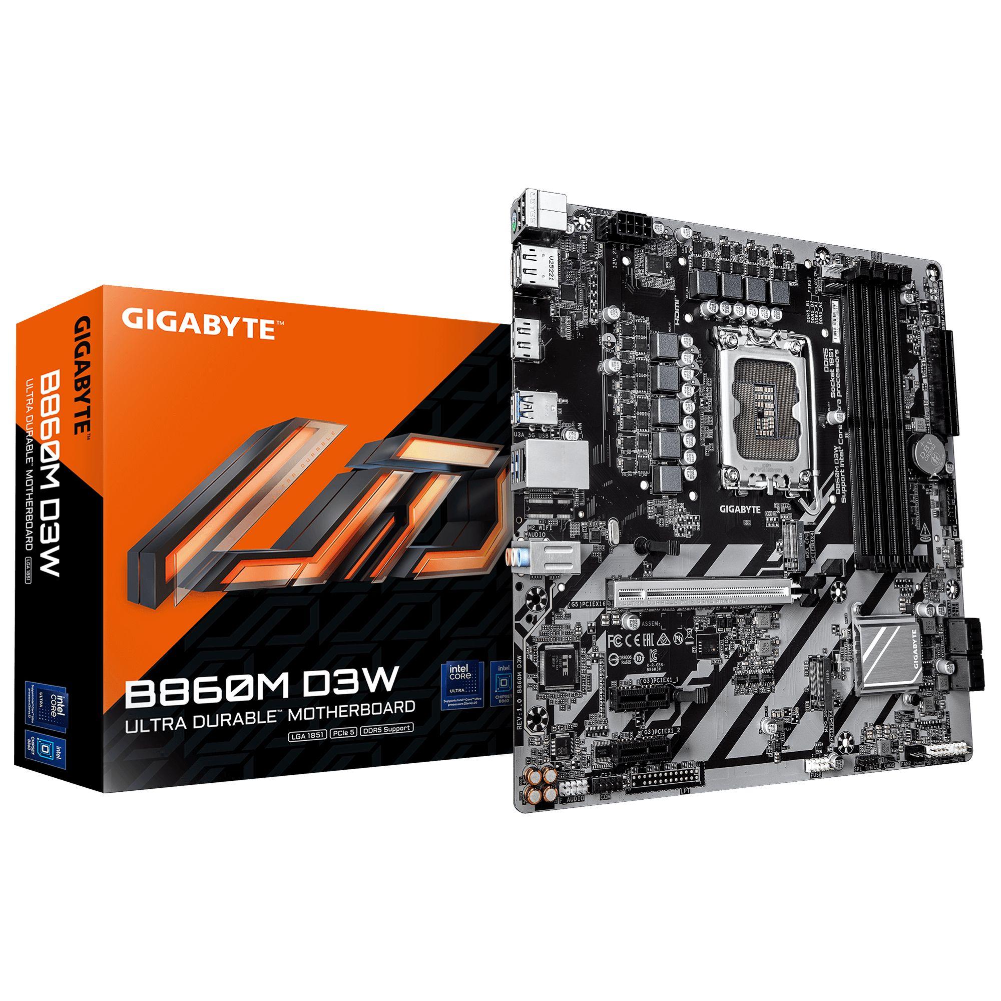 Motherboard GIGABYTE B860M D3W (LGA 1851 - Micro ATX - Duplo canal - Castanho-escuro)