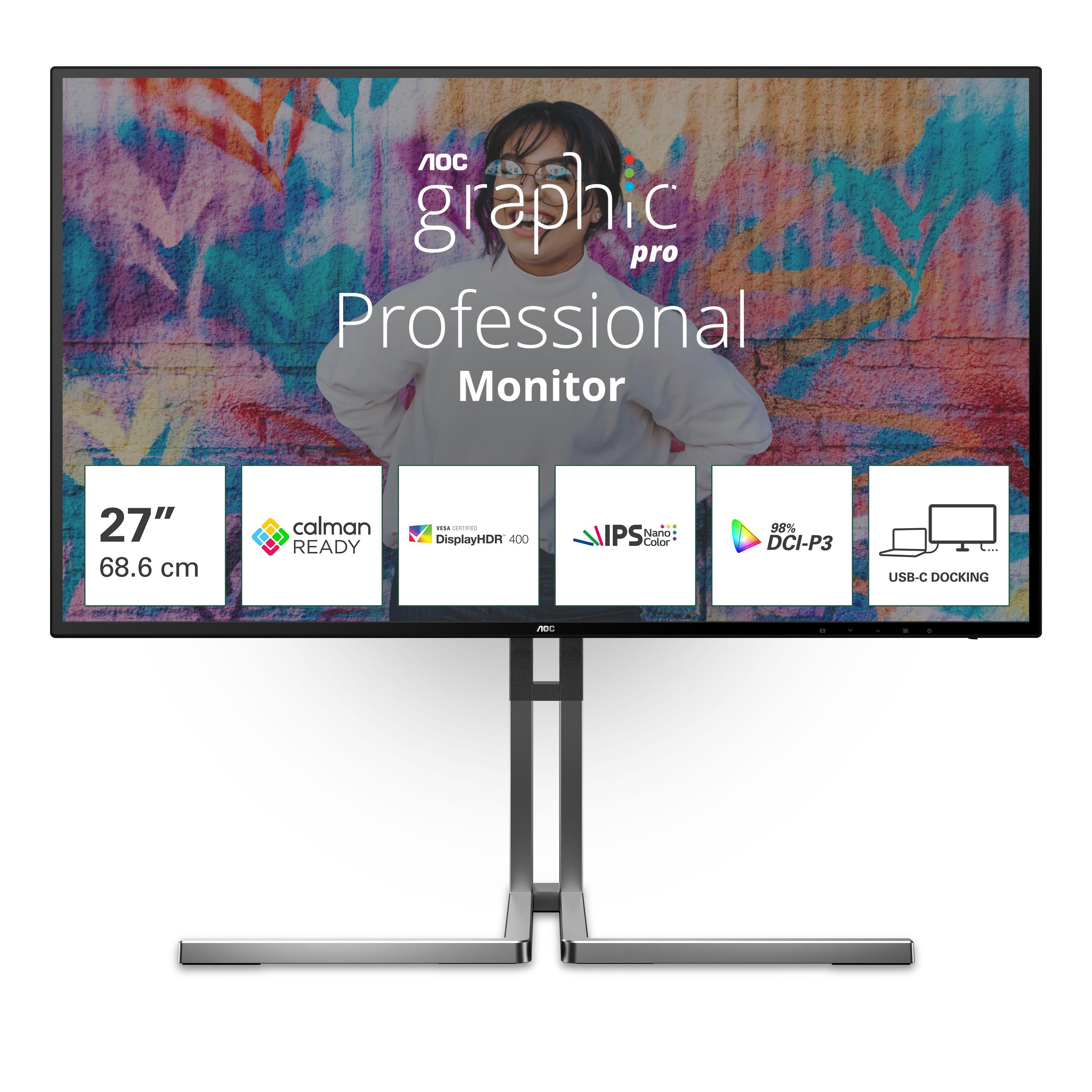 Monitor AOC U27U3CV (27" - Nano IPS - 60 Hz - Preto)