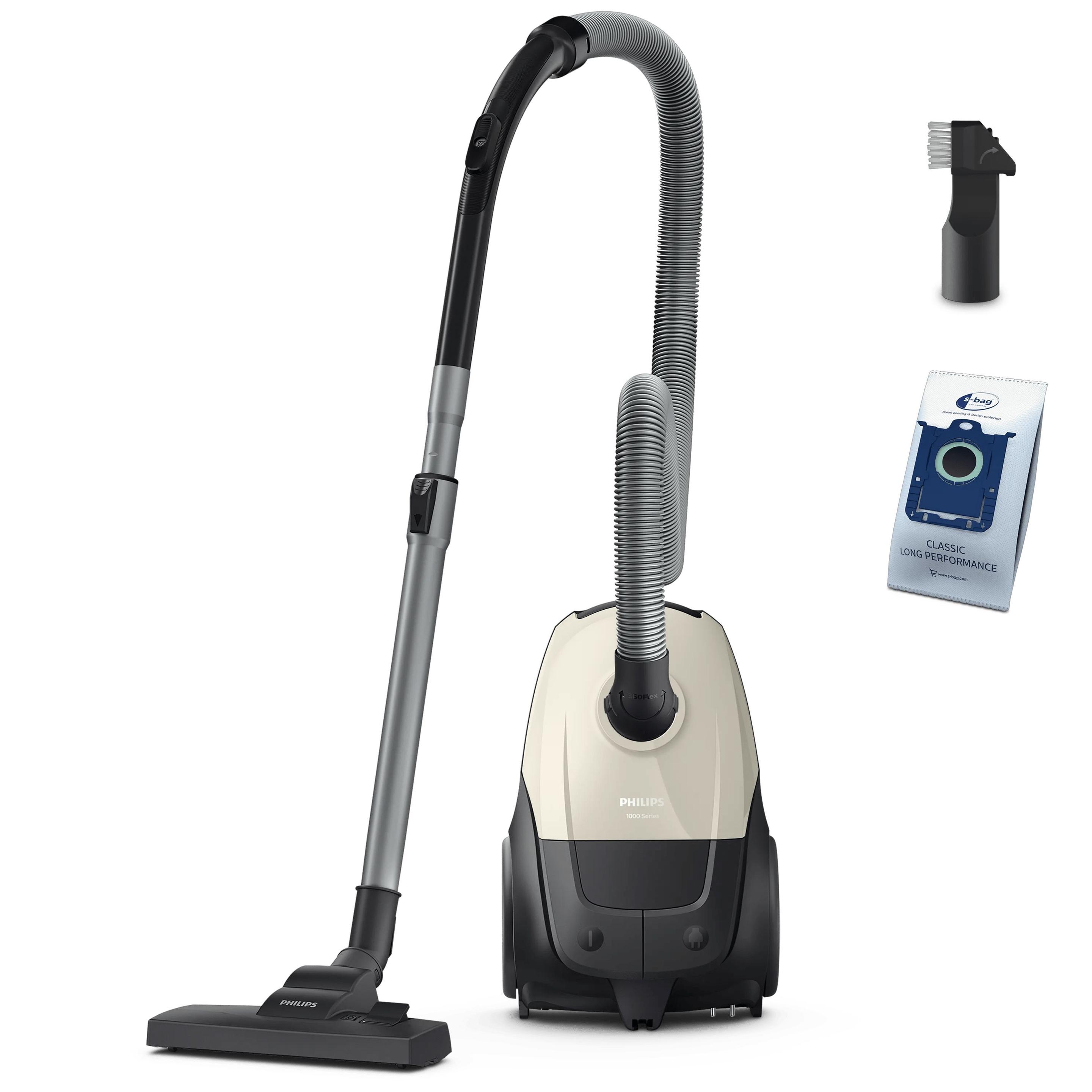 Aspirador com Saco PHILIPS XD1101/10 (Altura 24,1 cm - 3 l - Tapete, piso duro, estofos - Preto e Bege)