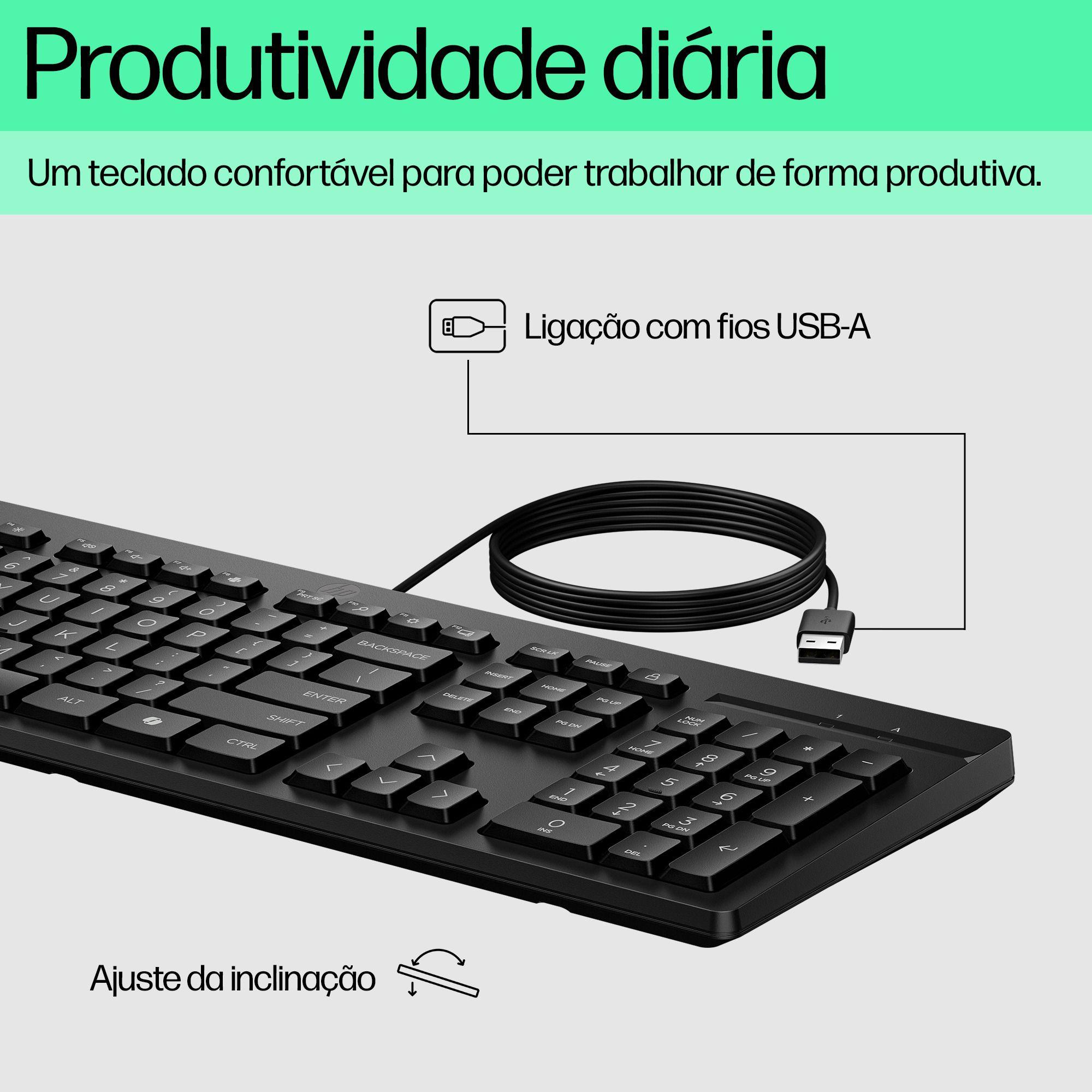Teclado HP 125 G2 (Plunger key switch - Tamanho completo - USB - Preto) — miniatura 3