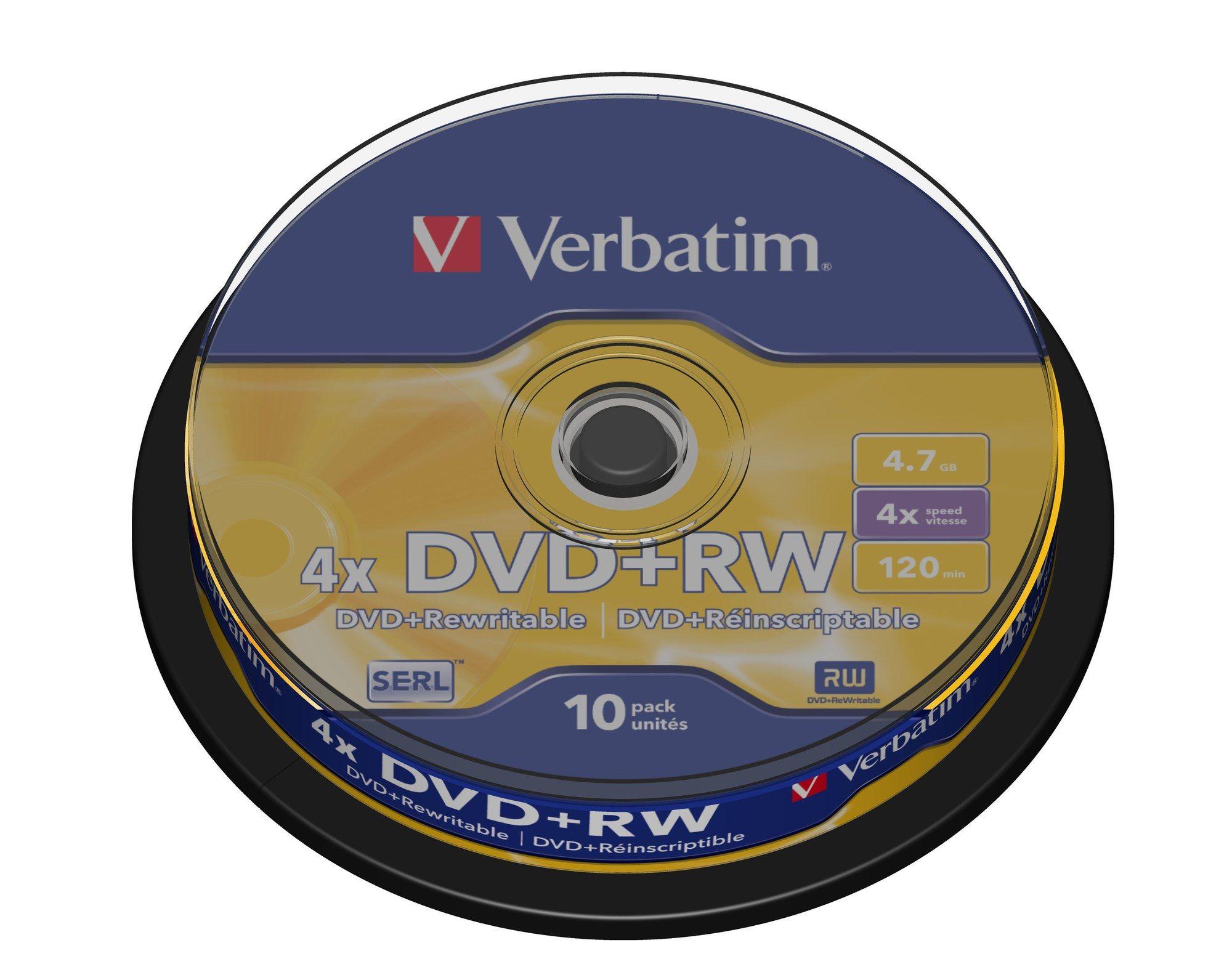 Discos DVD+RW VERBATIM 43488 (Prateado mate)