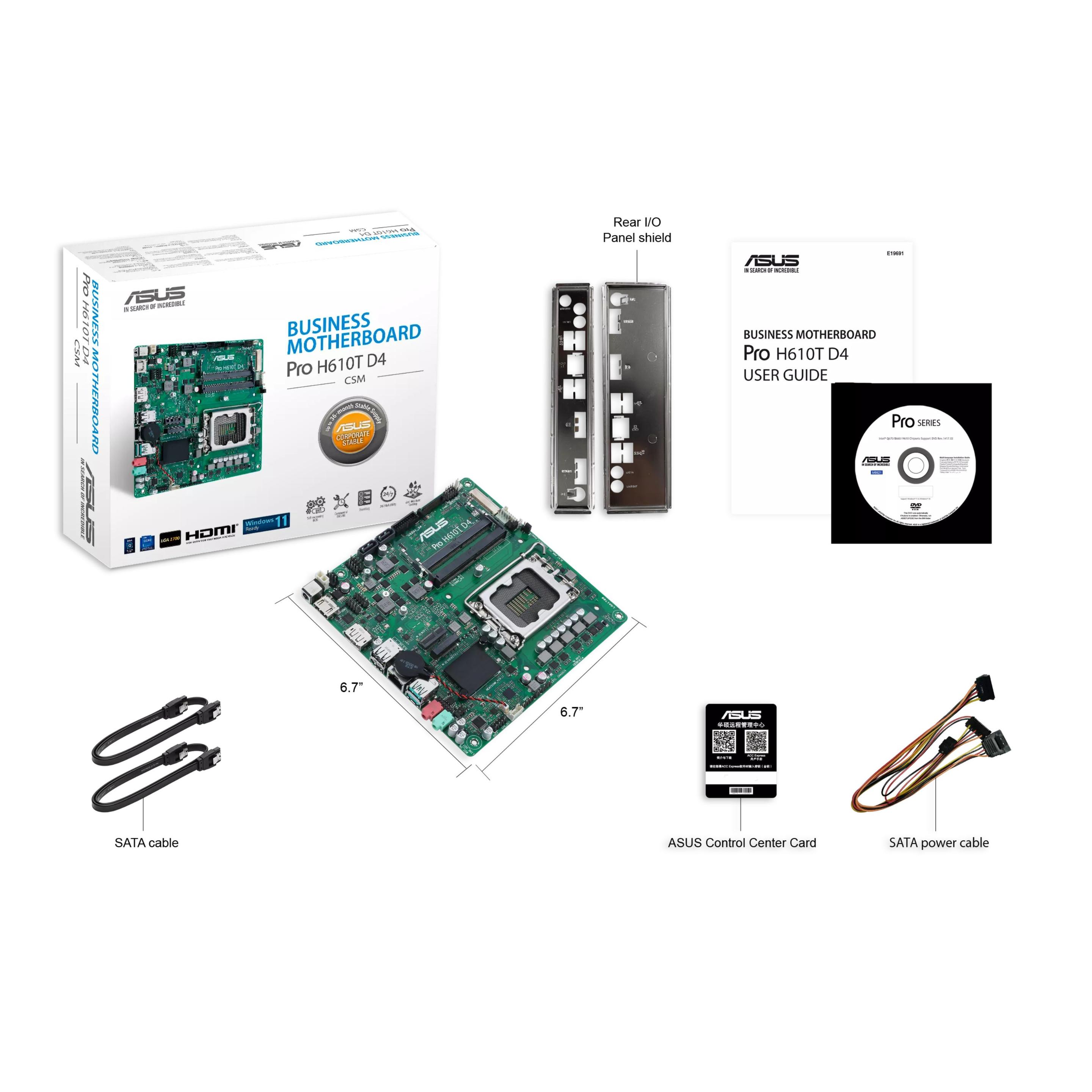 Motherboard ASUS Pro H610T D4-CSM (LGA 1700 - Thin Mini ITX - Duplo canal), miniatura 7