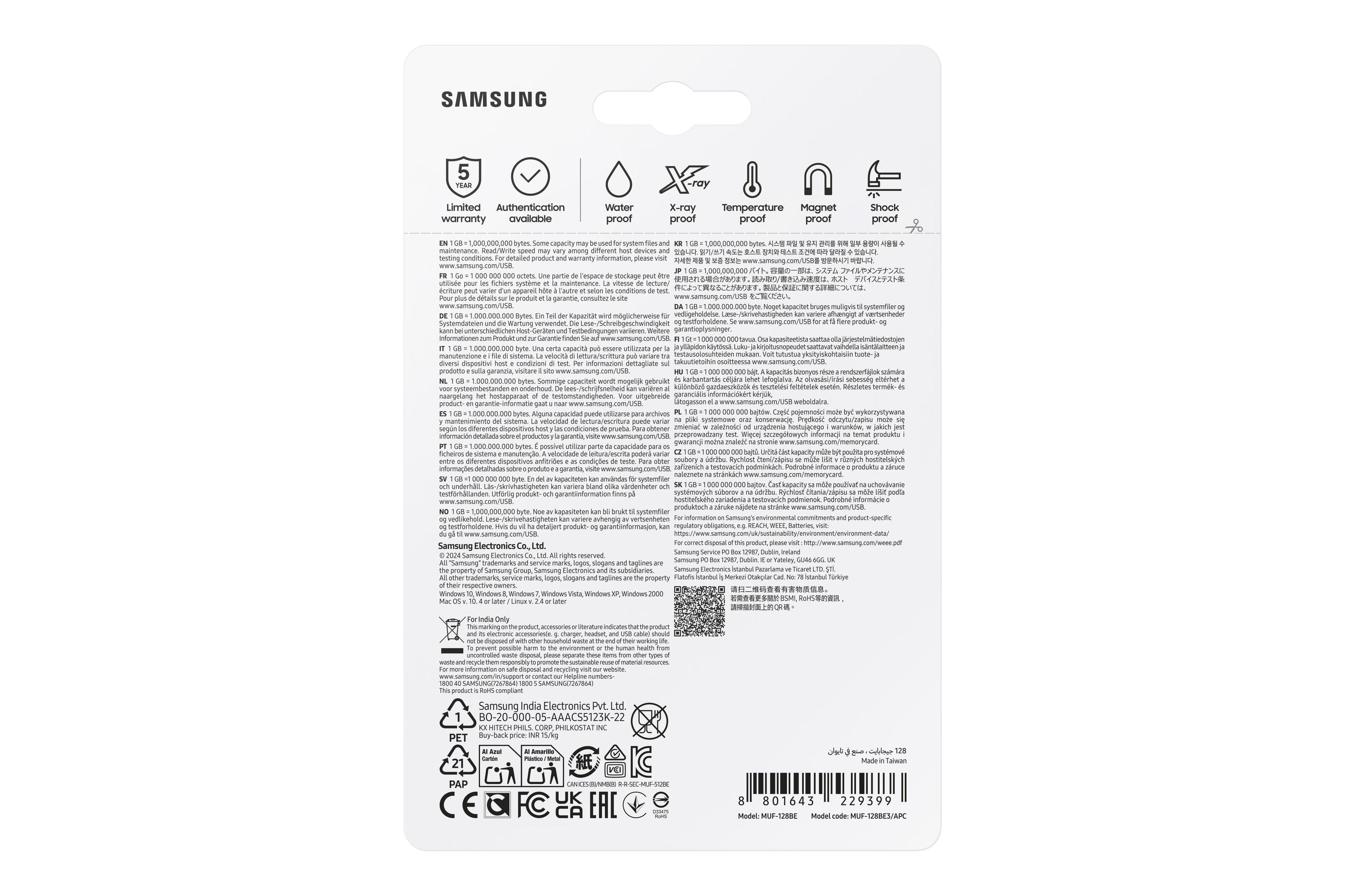Pen USB SAMSUNG BAR Plus MUF-128BE3/APC (128 GB - Sem tampa - USB Tipo-A - Prateado) — miniatura 8