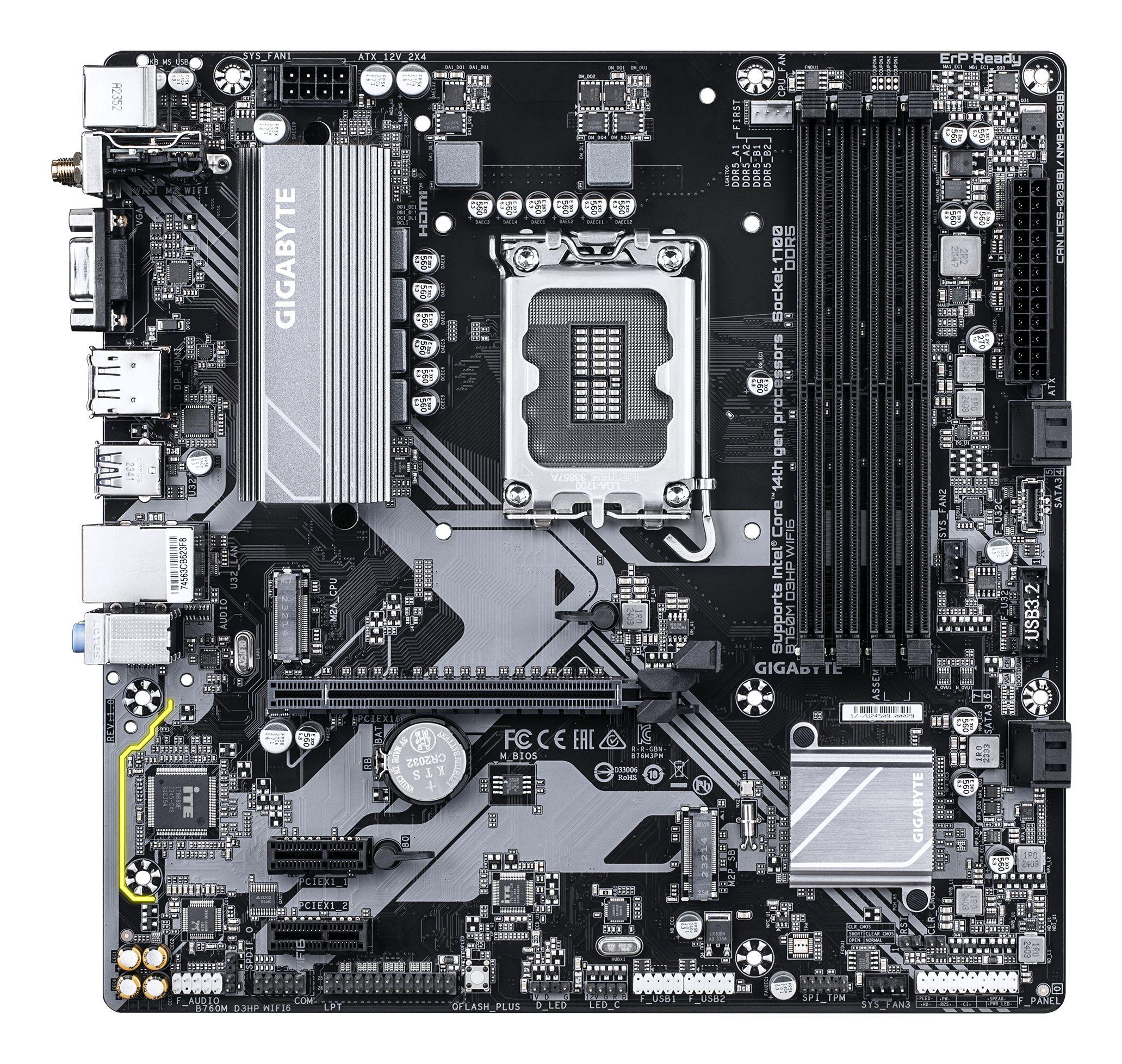 Motherboard GIGABYTE B760M D3HP WIFI6 (LGA 1700 - micro ATX - Duplo canal - Castanho escuro), miniatura 2