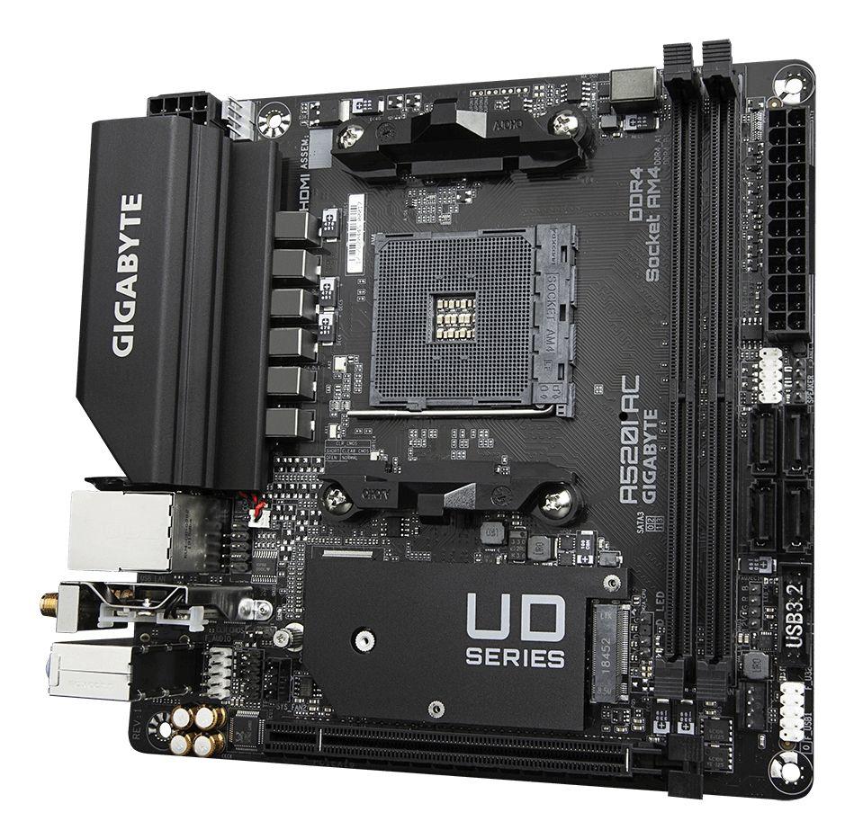 Motherboard GIGABYTE A520I AC (AM4 - AMD Ryzen 3000 Series - mini-ITX - Preto), miniatura 4