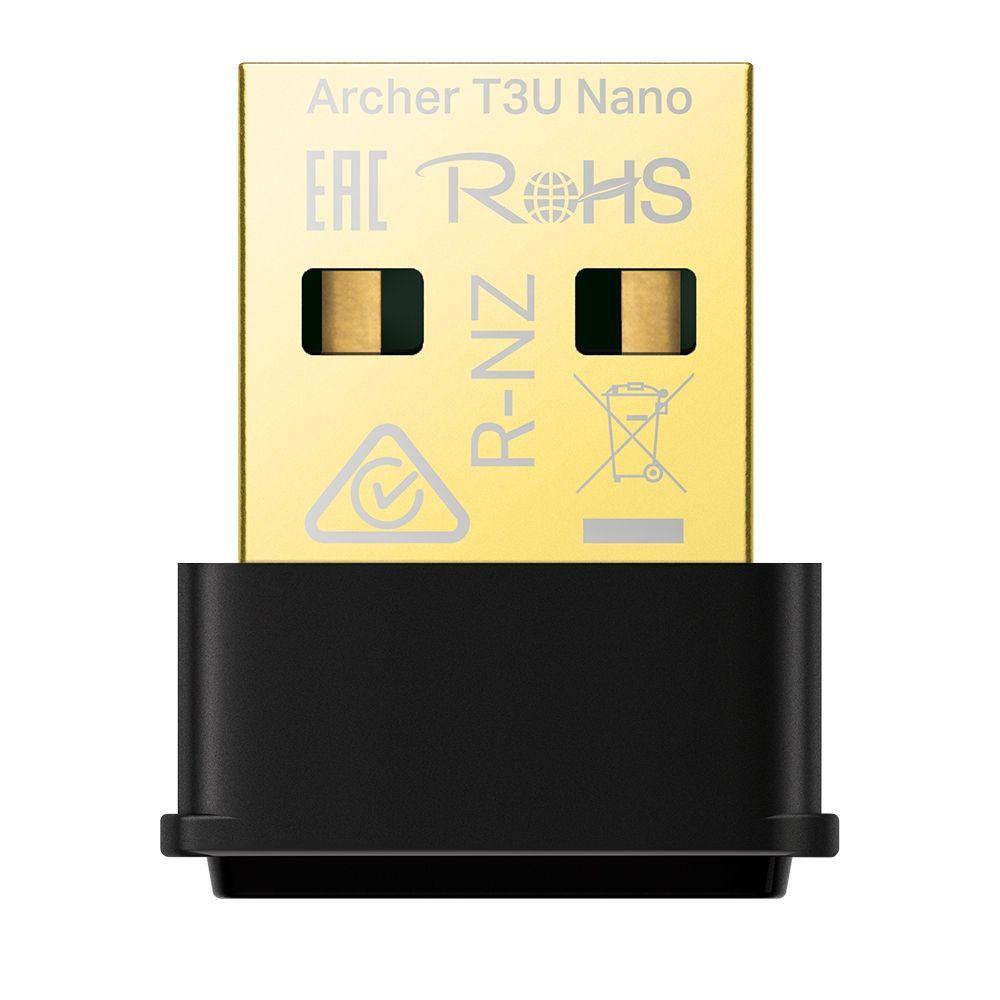 Adaptador USB Wi-Fi TP-LINK Archer T3U Nano (Wi-Fi 5 - 1267 Mbit/s - Dual band - Preto)