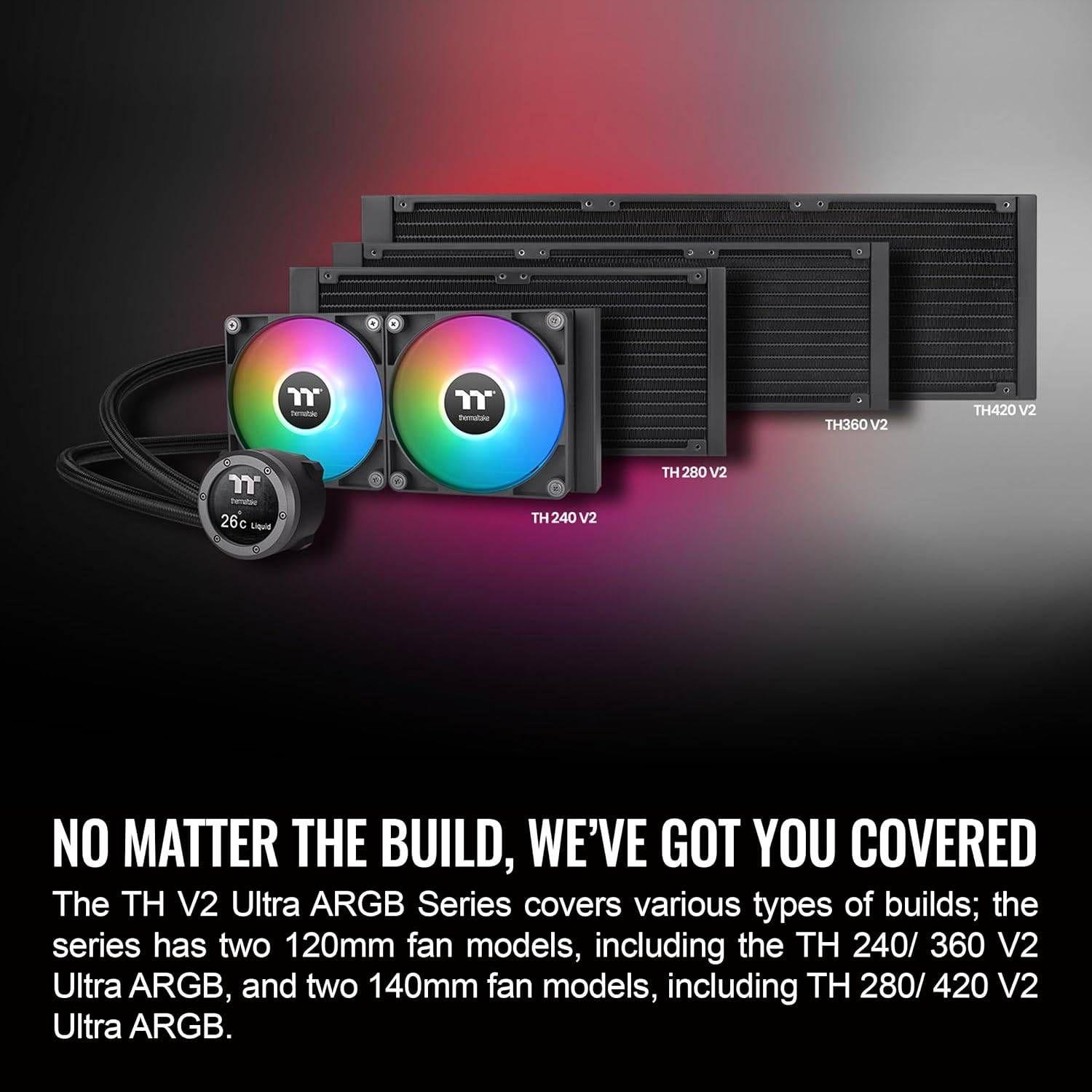 Sistema de Refrigeração Líquida AIO THERMALTAKE TH240 V2 Ultra ARGB Sync (120 mm - 2 ventoinhas - 3000 RPM - Preto), miniatura 3