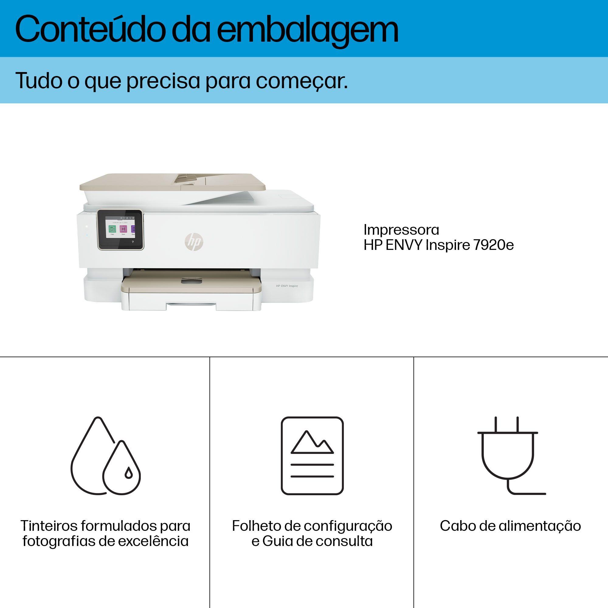 Impressora Multifunções HP ENVY Inspire 7920e (A4 - Impressão a cores - 125 folhas - Bege), miniatura 6