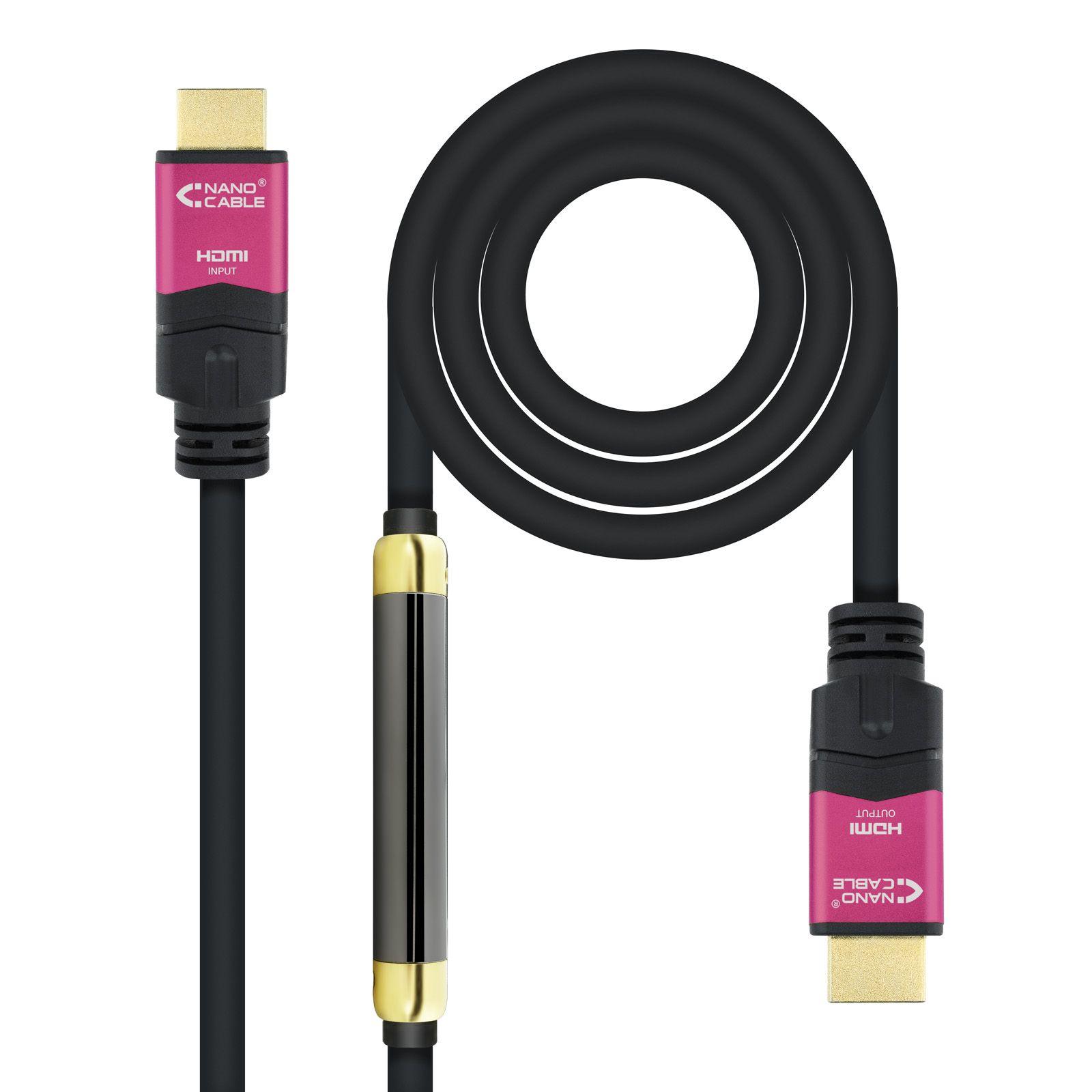 Cabo HDMI NANOCABLE 10.15.3725 (25 m - 60 Hz - HDMI Type A - Preto e Rosa)