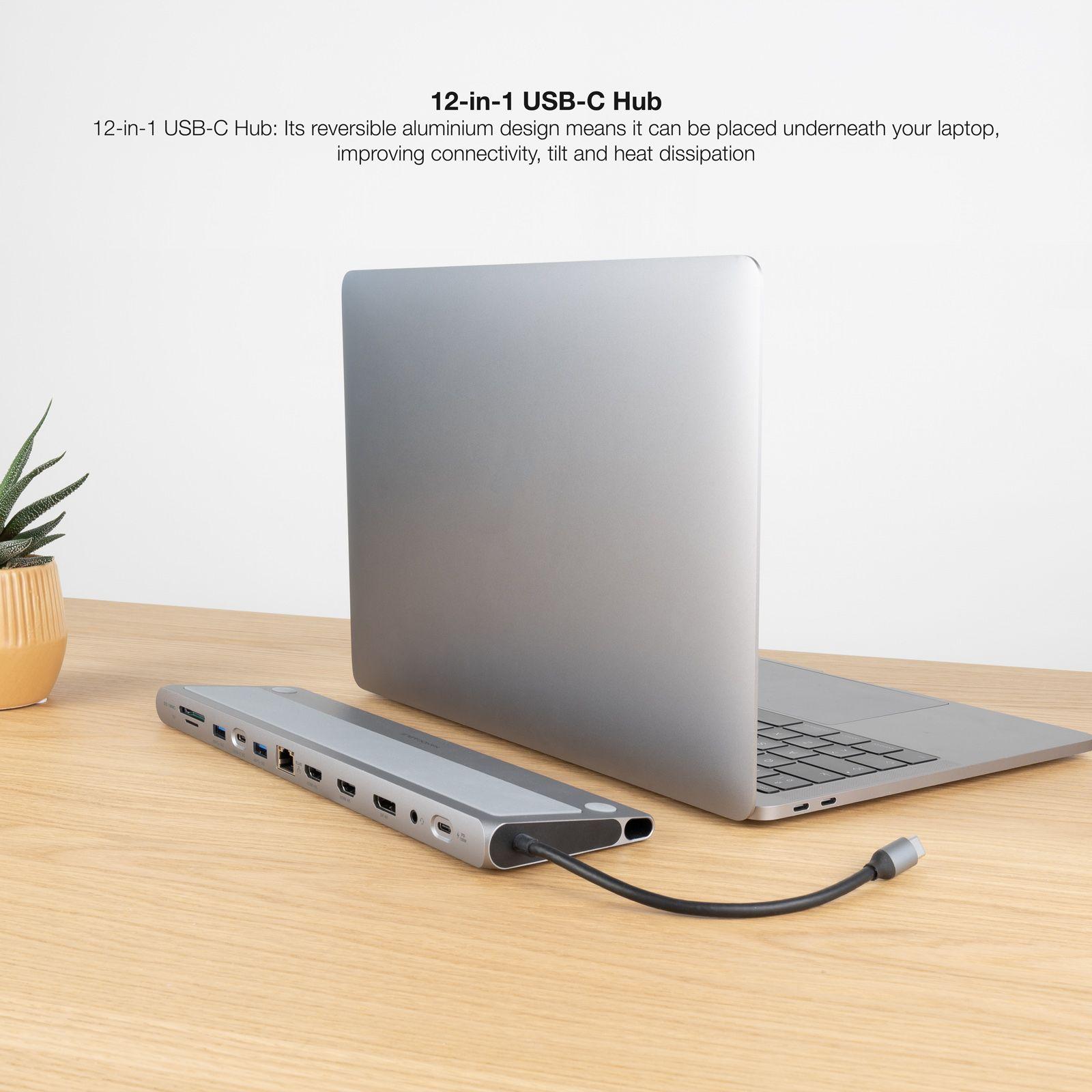 Docking Station USB-C NANOCABLE 10.16.1012 (0,18 m - Cinzento) — miniatura 3