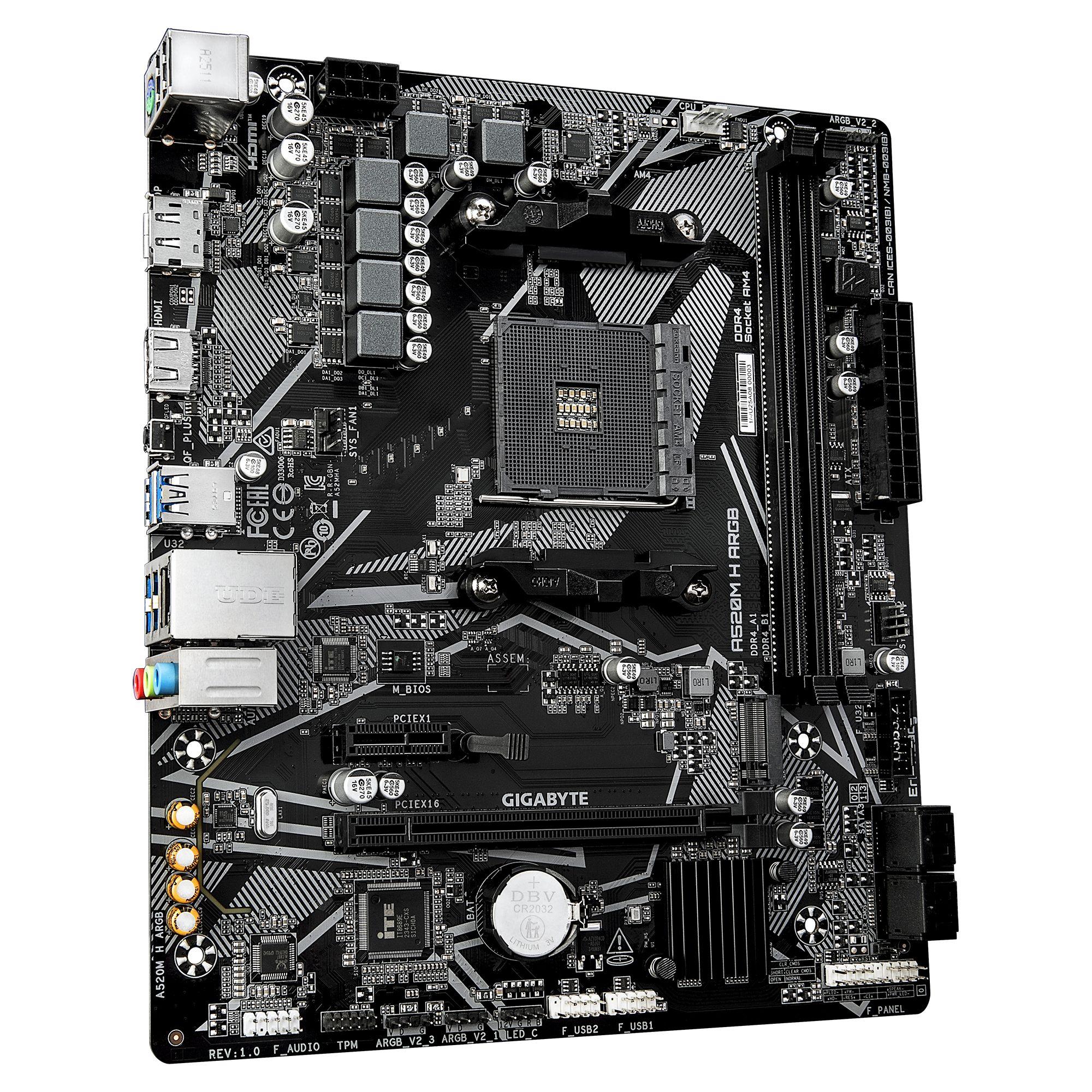 Motherboard GIGABYTE A520M H ARGB (AM4 - micro ATX - Duplo canal - Castanho escuro), miniatura 3